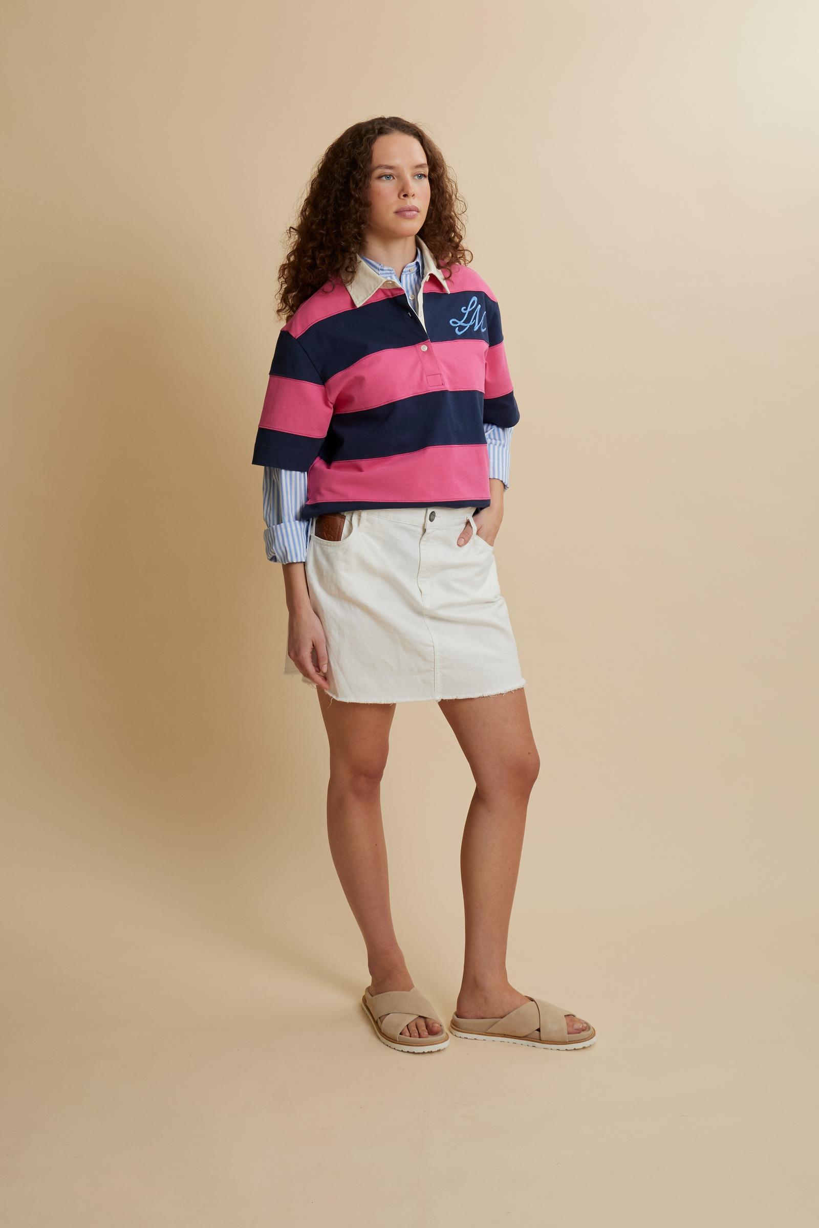 Minifalda de mujer en denim de algodón y lino – Clizia