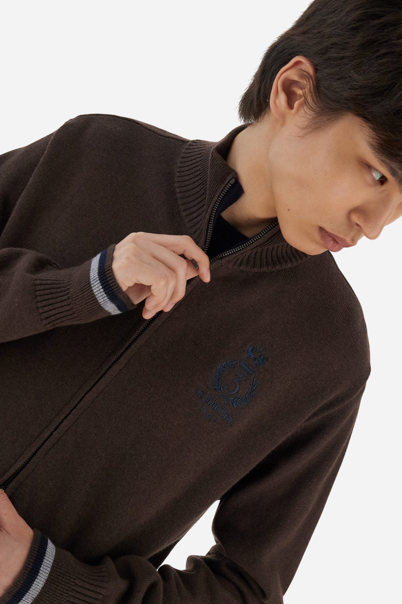 Maglione uomo full zip con collo alto Polo Club - Brooks