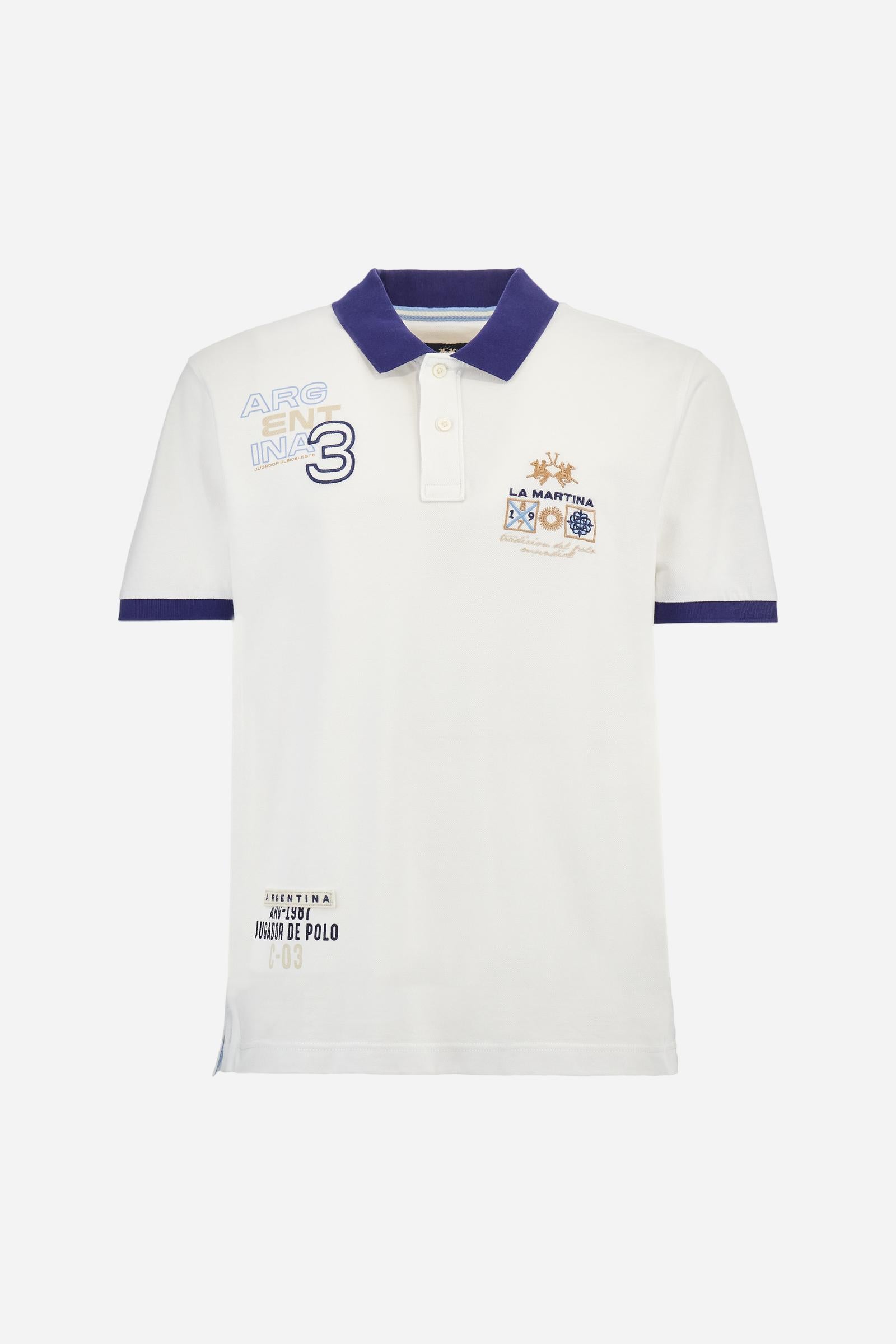 Regular fit polo shirt in stretch cotton piqué - Aicher