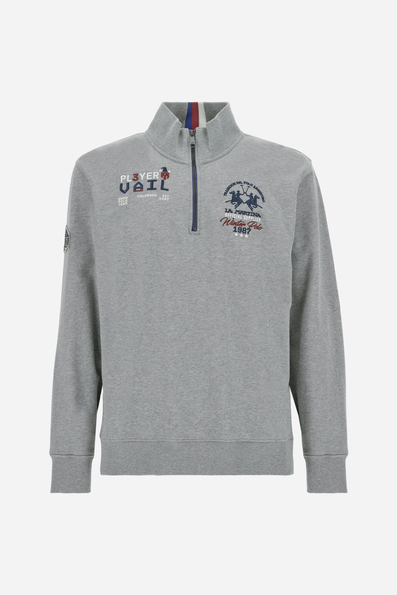 Sweat homme mélangé col montant zippé - Boris