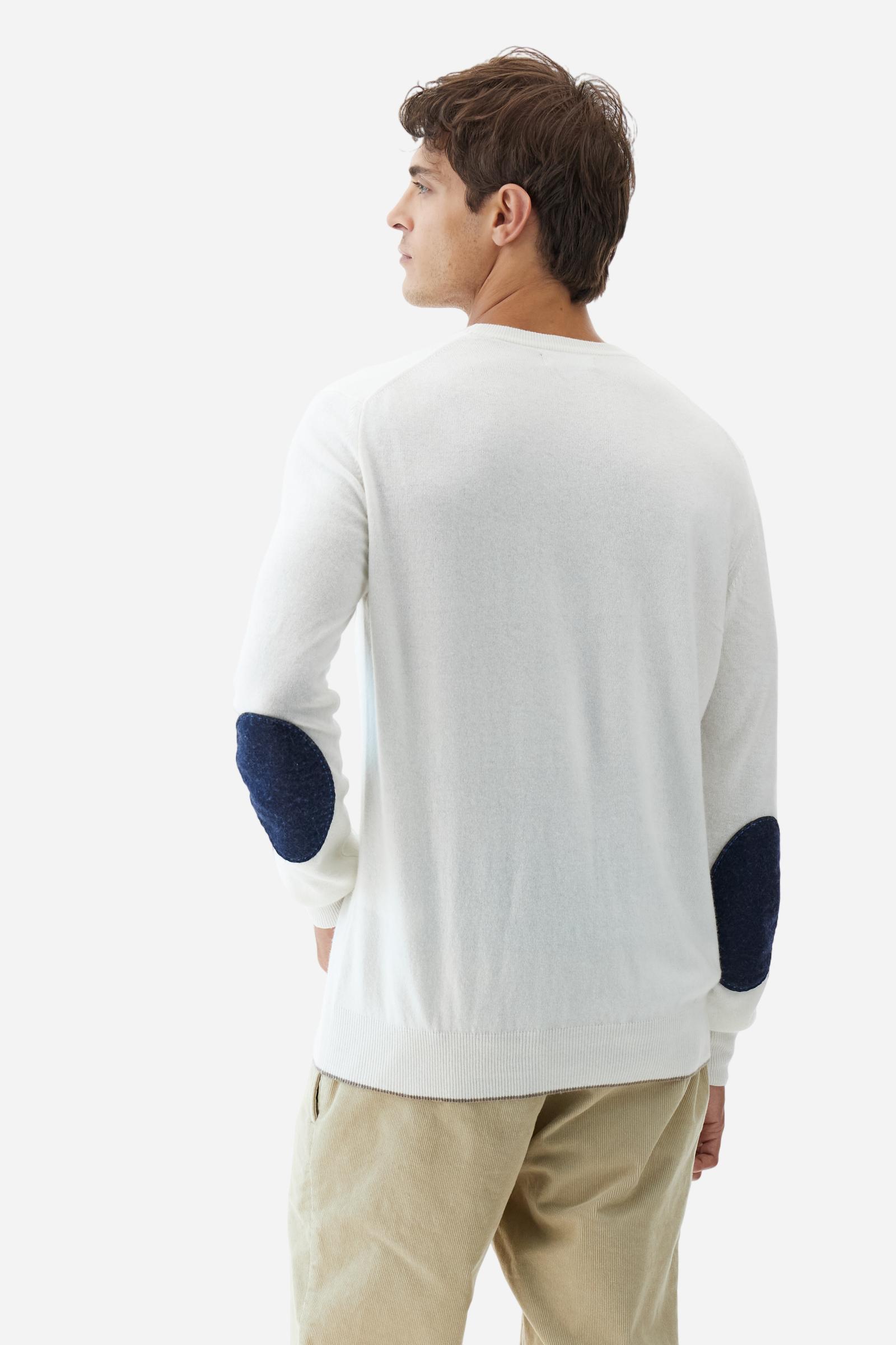 Men’s crew neck sweater with elbow patches - Bobbiejo