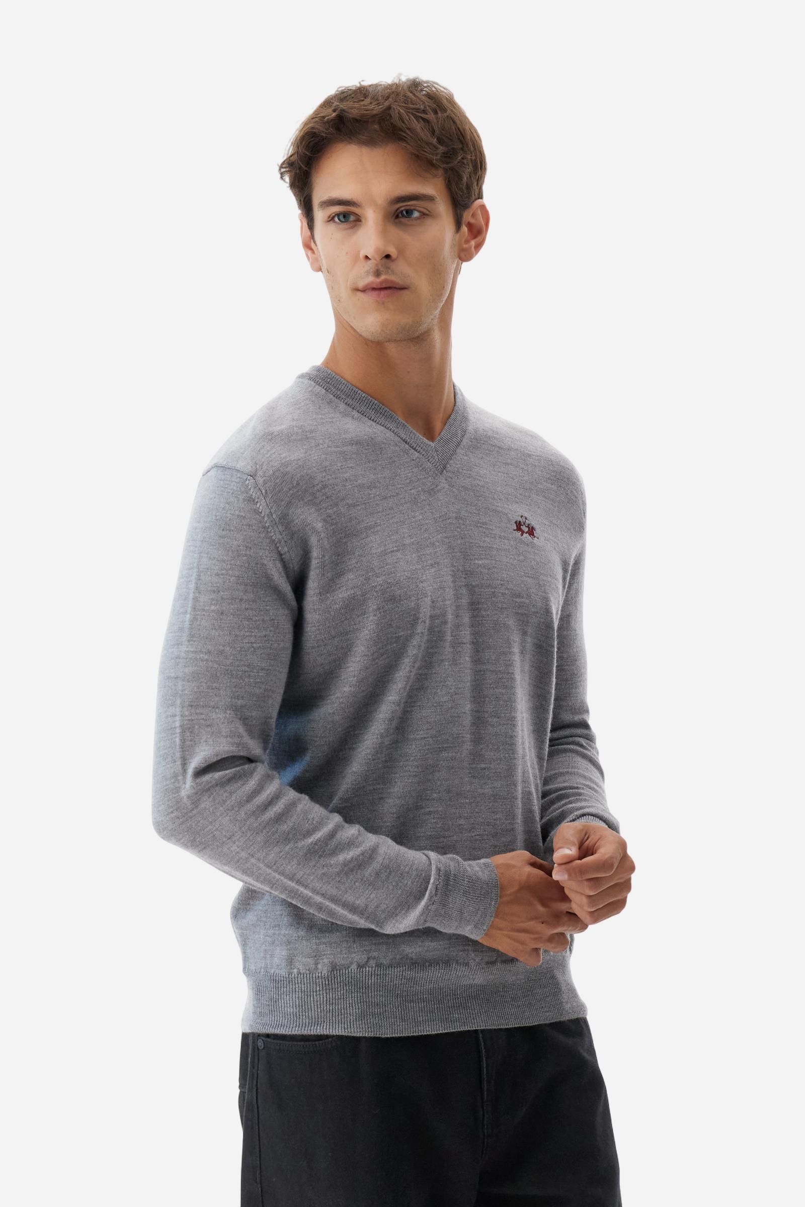 Suéter de hombre en lana merino con cuello en V - Barrie