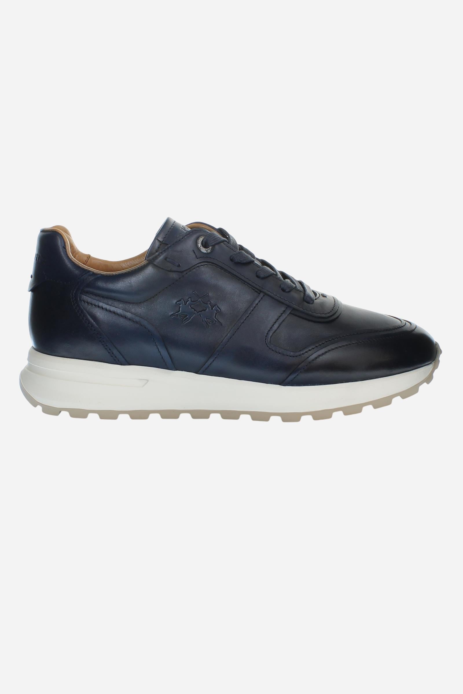 Sporty trainers in leather and suede with lightweight and cushioned dual-density soles. Comfort, versatility and contemporary style in a single model. - BLUE
