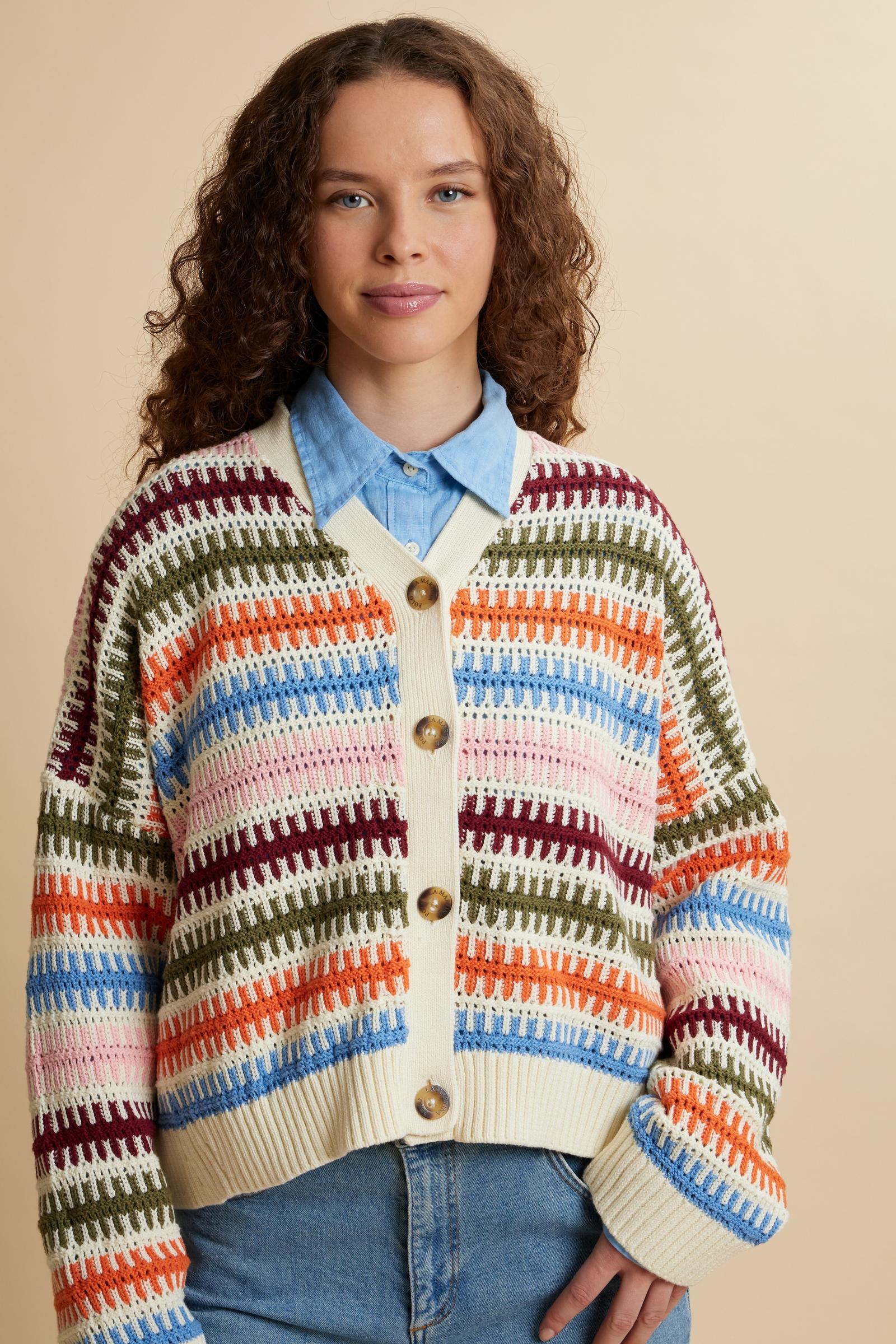 Women’s multicolor cotton cardigan - Cenobia