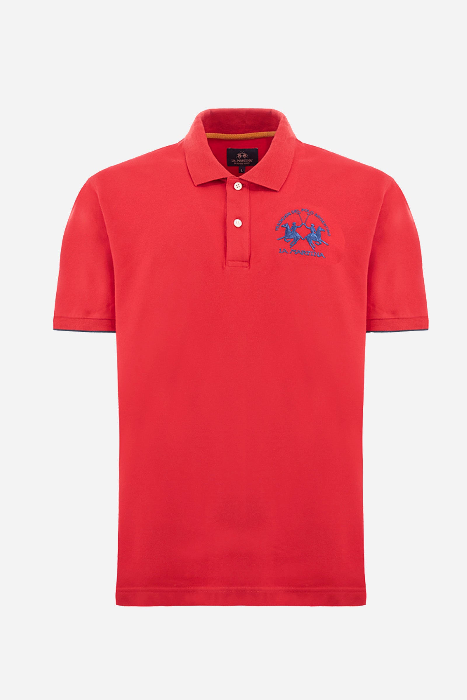 Men's short-sleeved, regular-fit polo shirt. A classic model with a contrasting La Martina logo-embellished chest and profiled sleeve trims. Perfect when worn with a pair of jeans from the collection. - Formula One