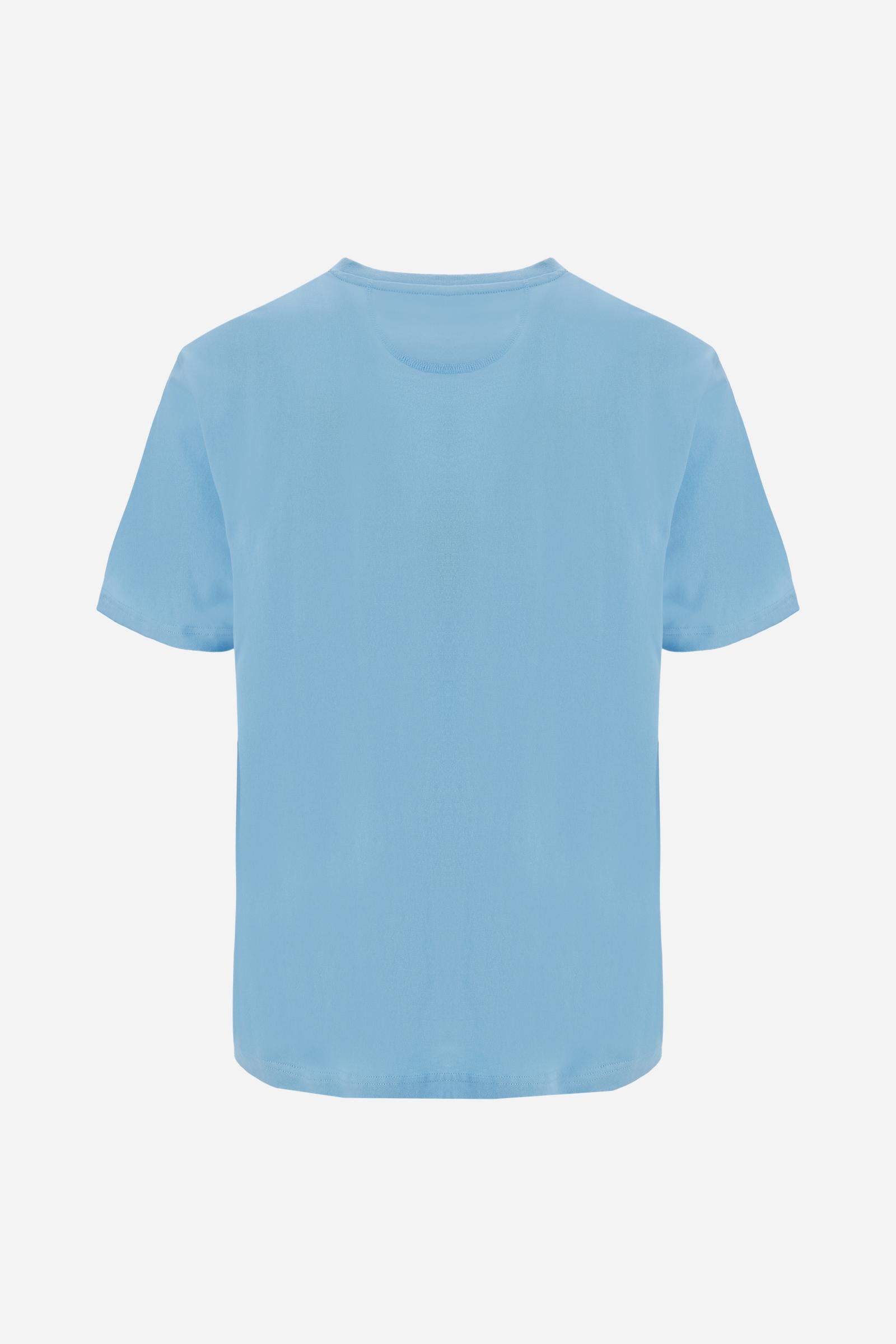 Men’s cotton jersey T-shirt with regular fit and ribbed crew neck. Small contrast embroidered logo. - Blue Bell