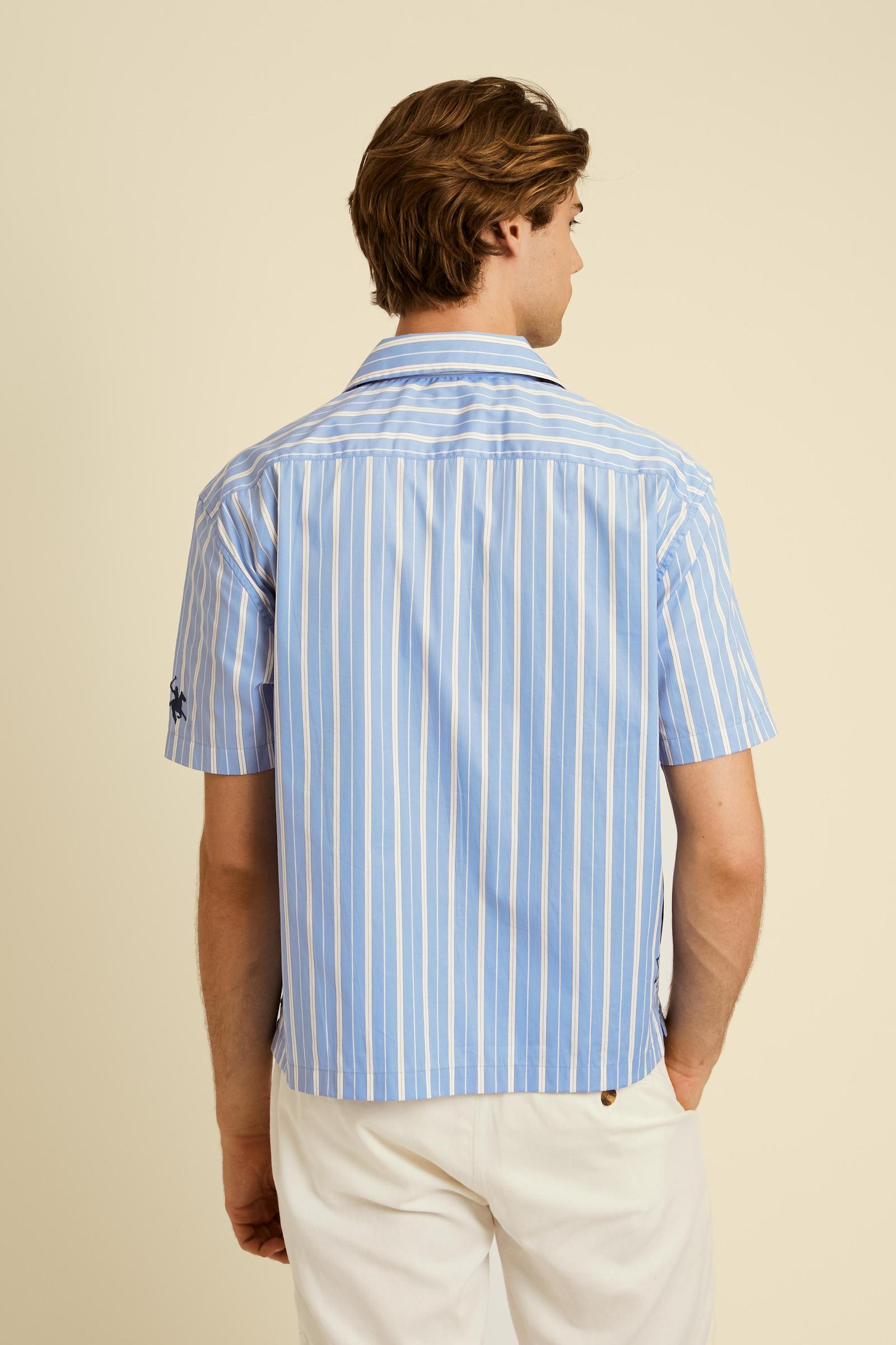 Men's bowling shirt in striped poplin Mykonos Edition - Connor