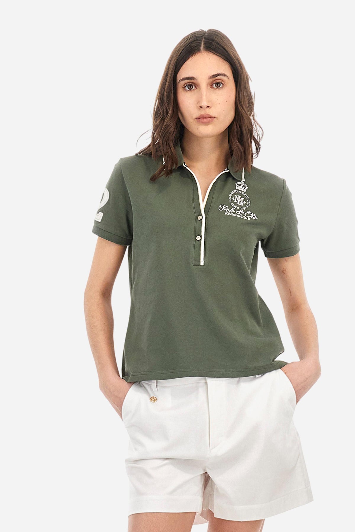 Regular fit polo shirt in stretch cotton pique - Aura | La Martina