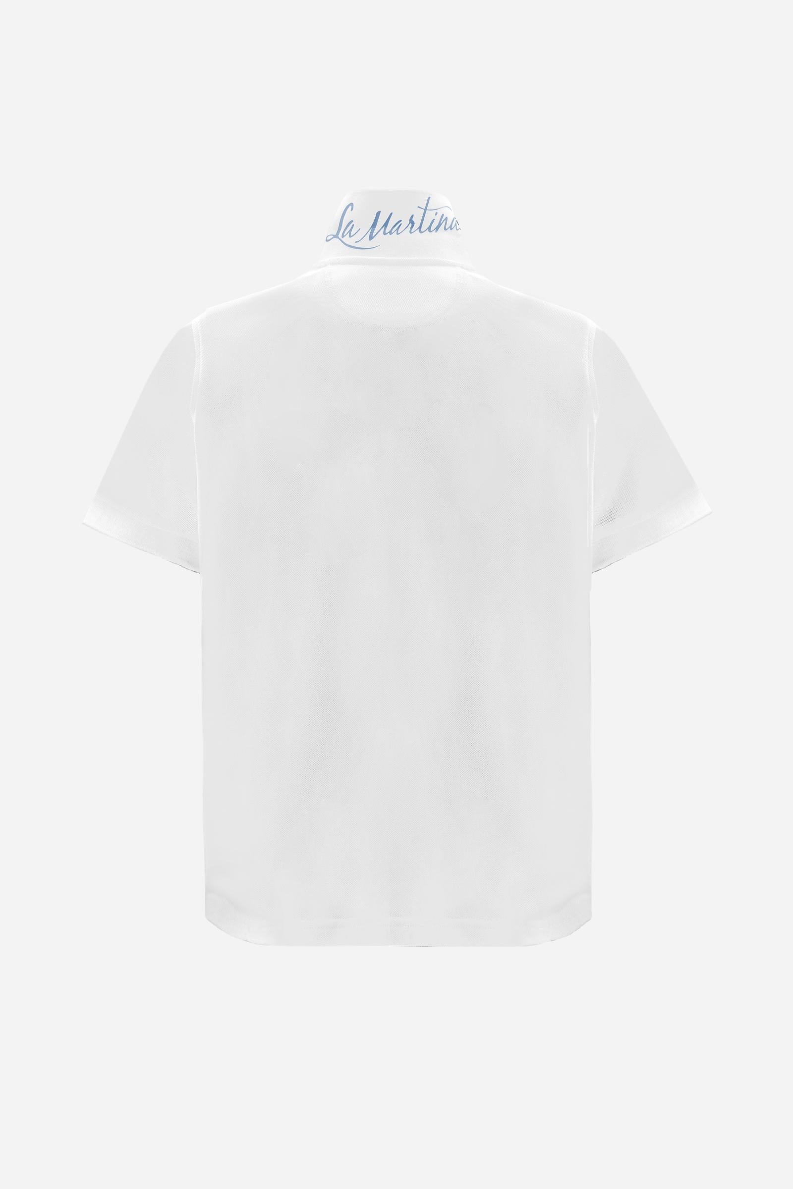 Women’s stretch piqué polo with under-collar lettering - Clarissa