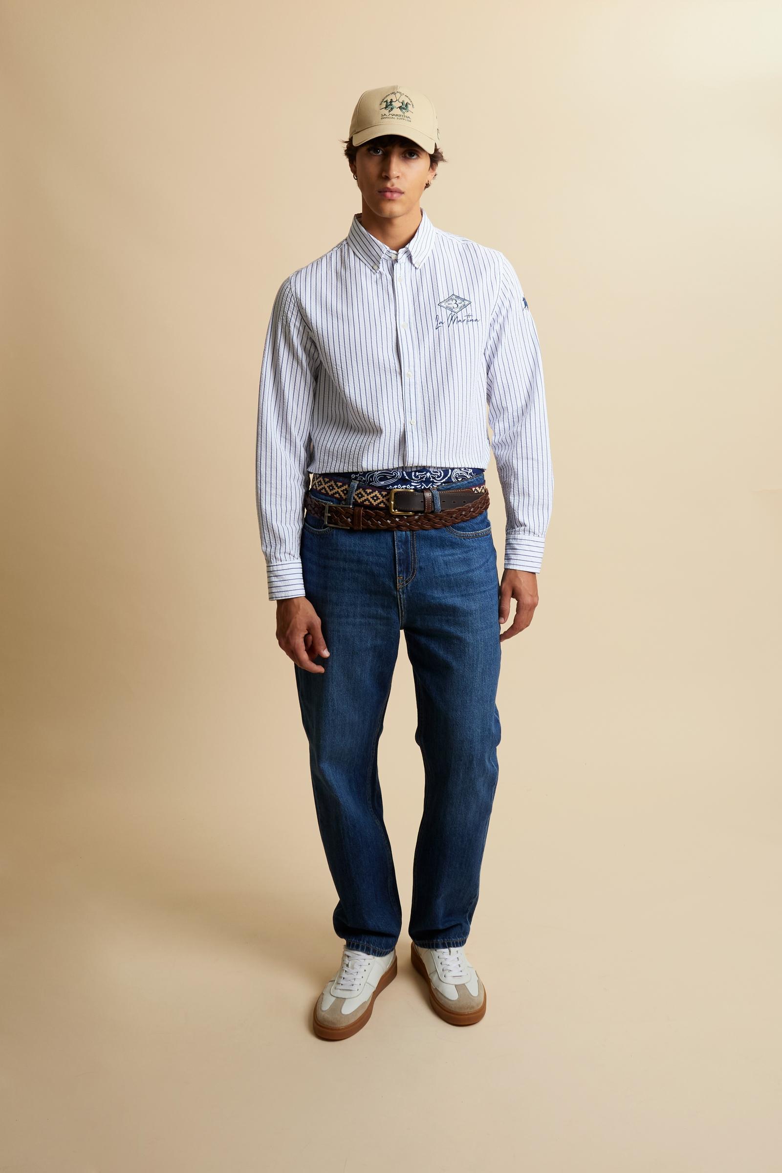 Men’s regular fit striped seersucker shirt - Cisco