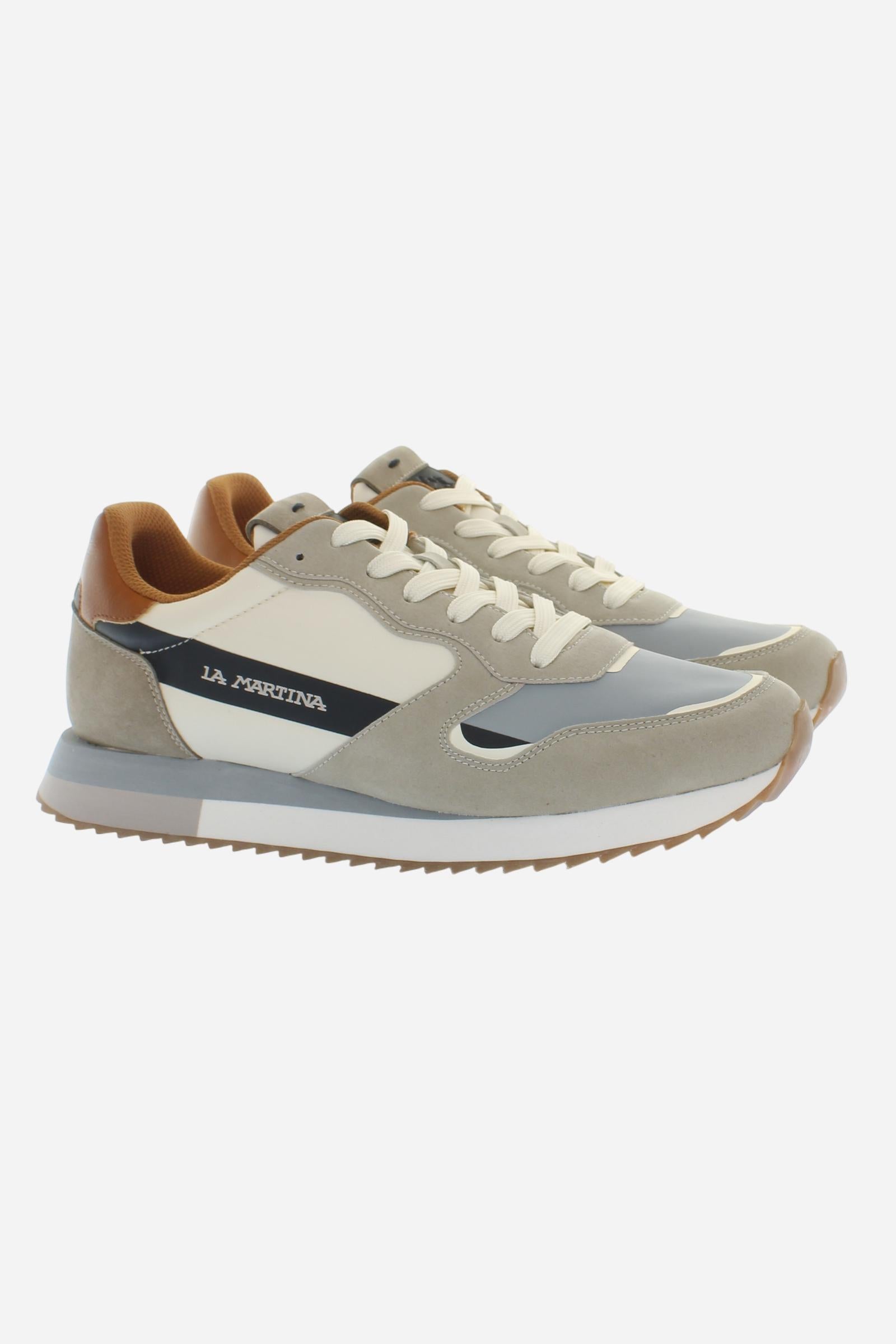 La Bombonera casual trainers with technical fabric, suede and rubber inserts. Urban design meets hand-stitched craftsmanship for a unique style. - BEIGE/GREY