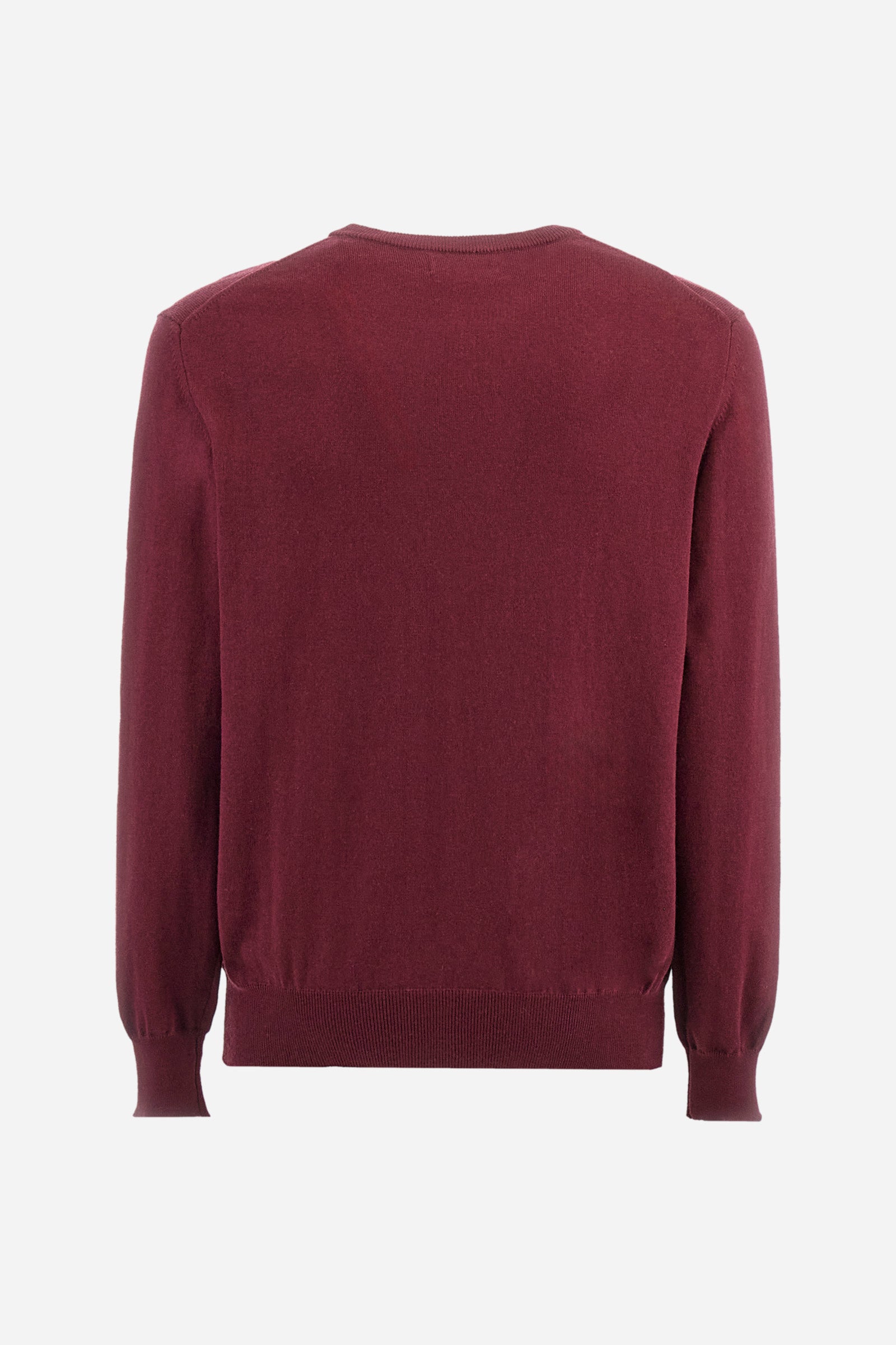 Men's plain crew neck pullover with long sleeves. Made from a blend of cotton and wool. Ribbed hem and neckline. Featuring a small embroidered logo on the front. Regular fit. The model is wearing a size L. - Port Royale