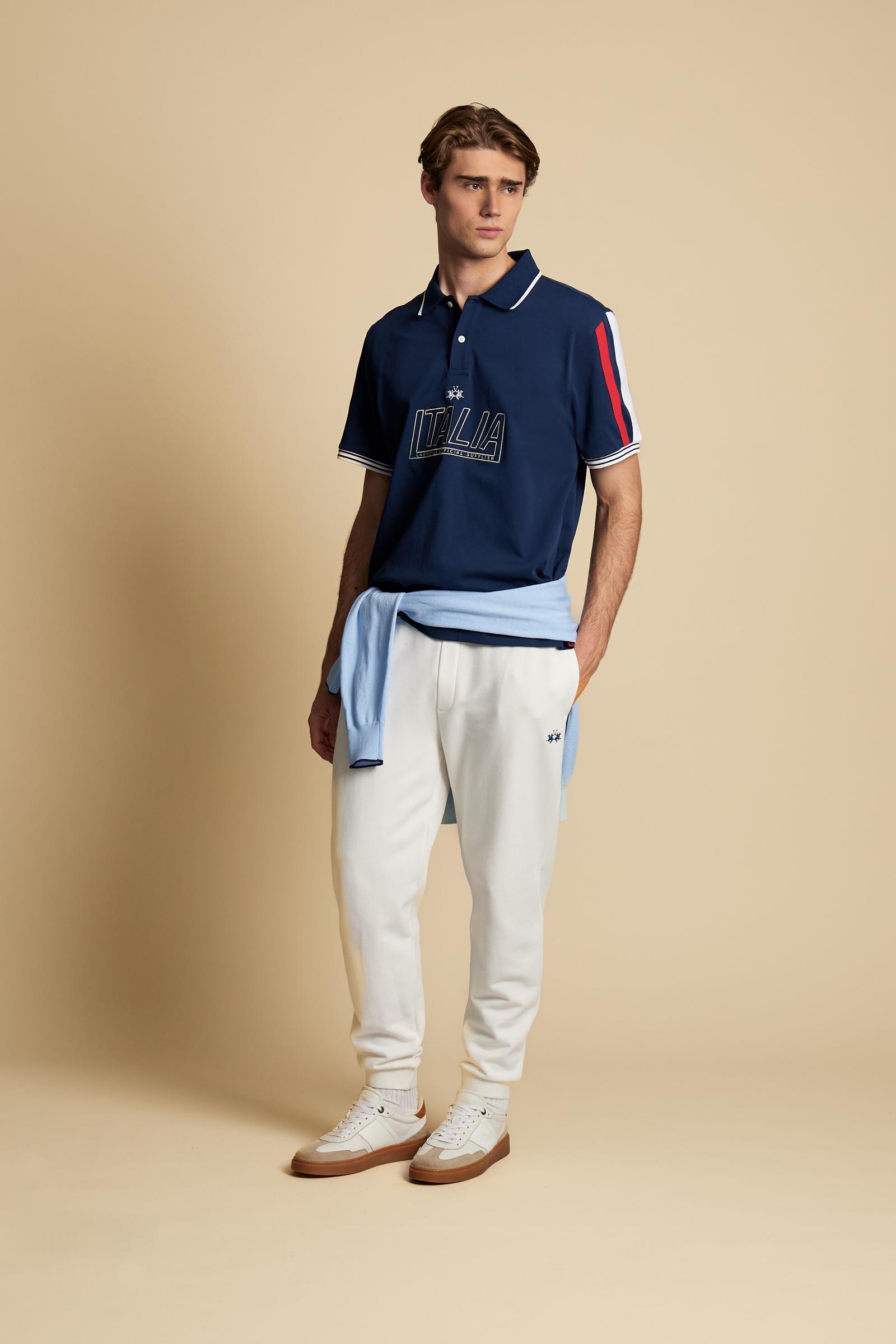 Men’s jersey polo with contrast stripes – Constant