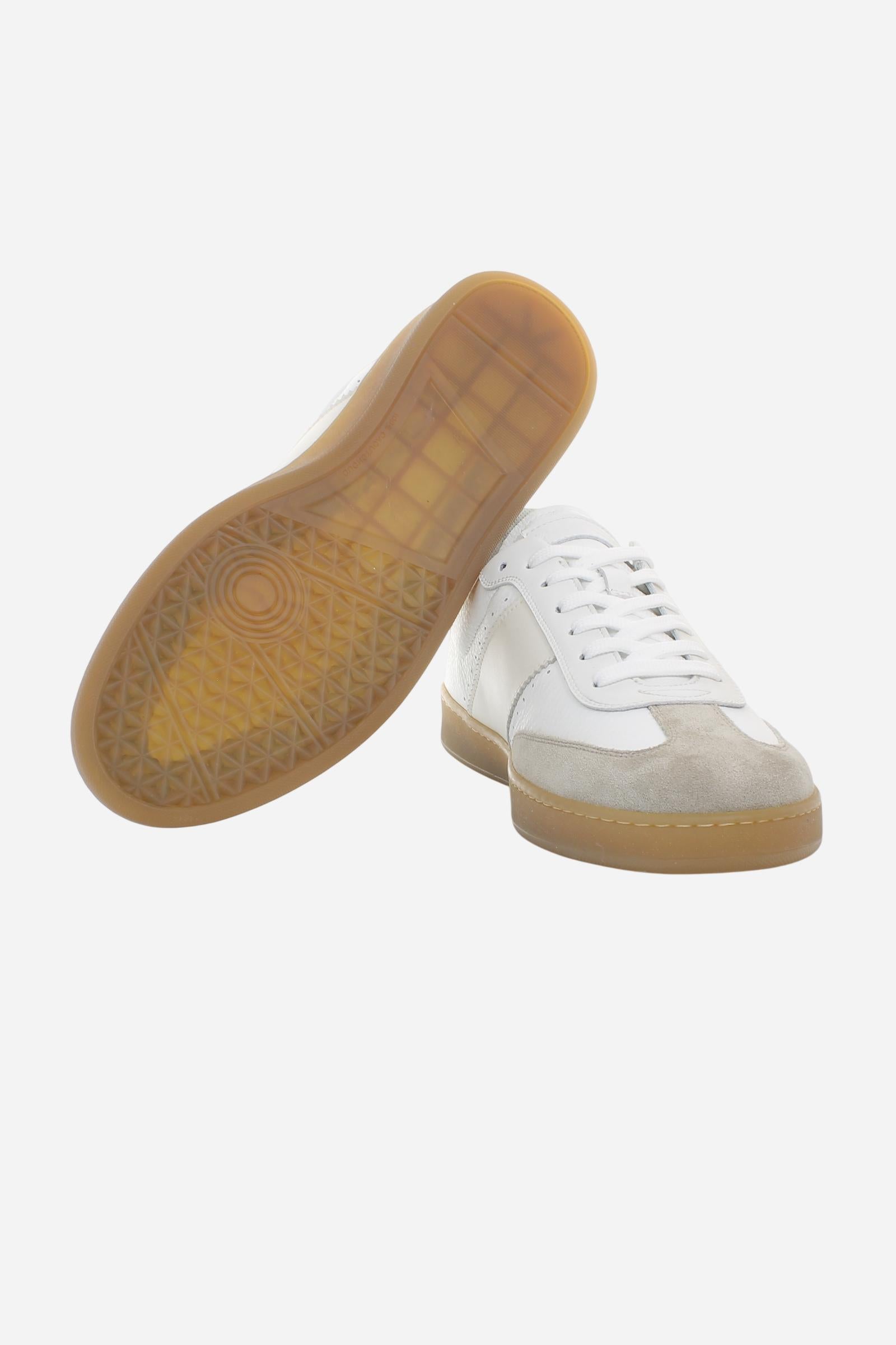 Men’s Retro Court Sneakers in Leather and Suede Split – Sage