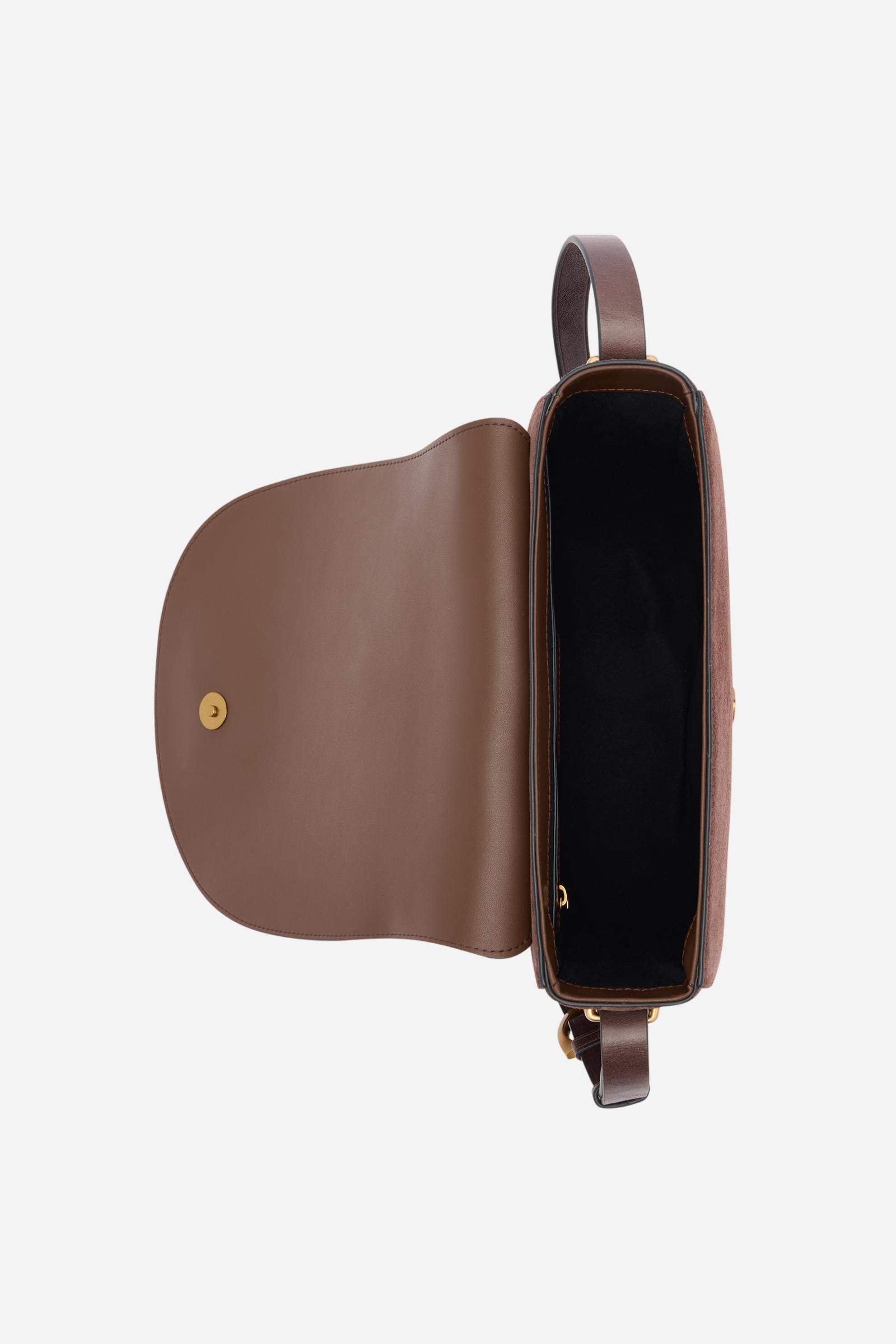 Crossbody bag in suede with buckle – Crossbody