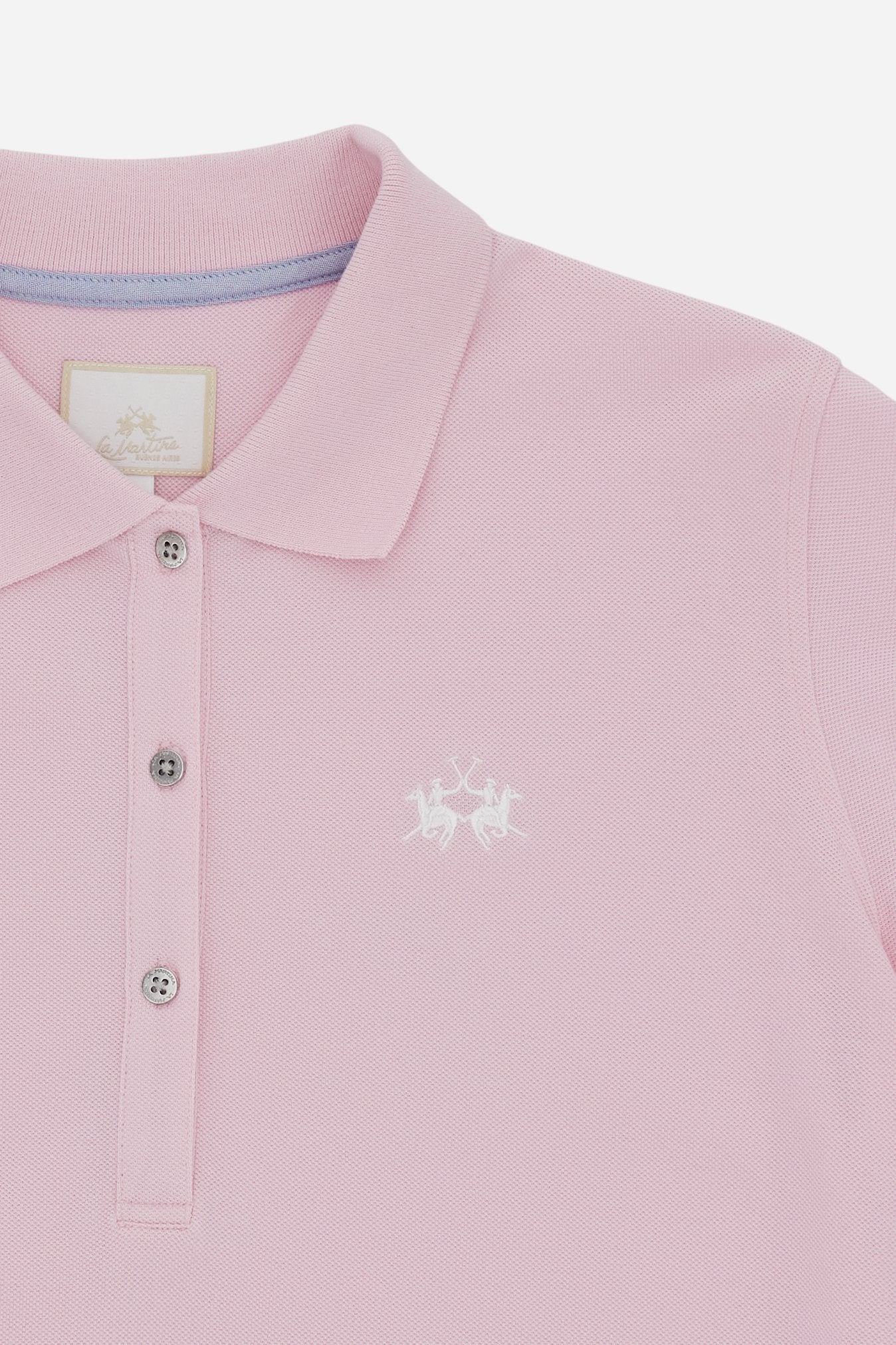 Women’s stretch piqué polo with regular fit. Iconic under-collar lettering and contrast chest logo. - FairTale