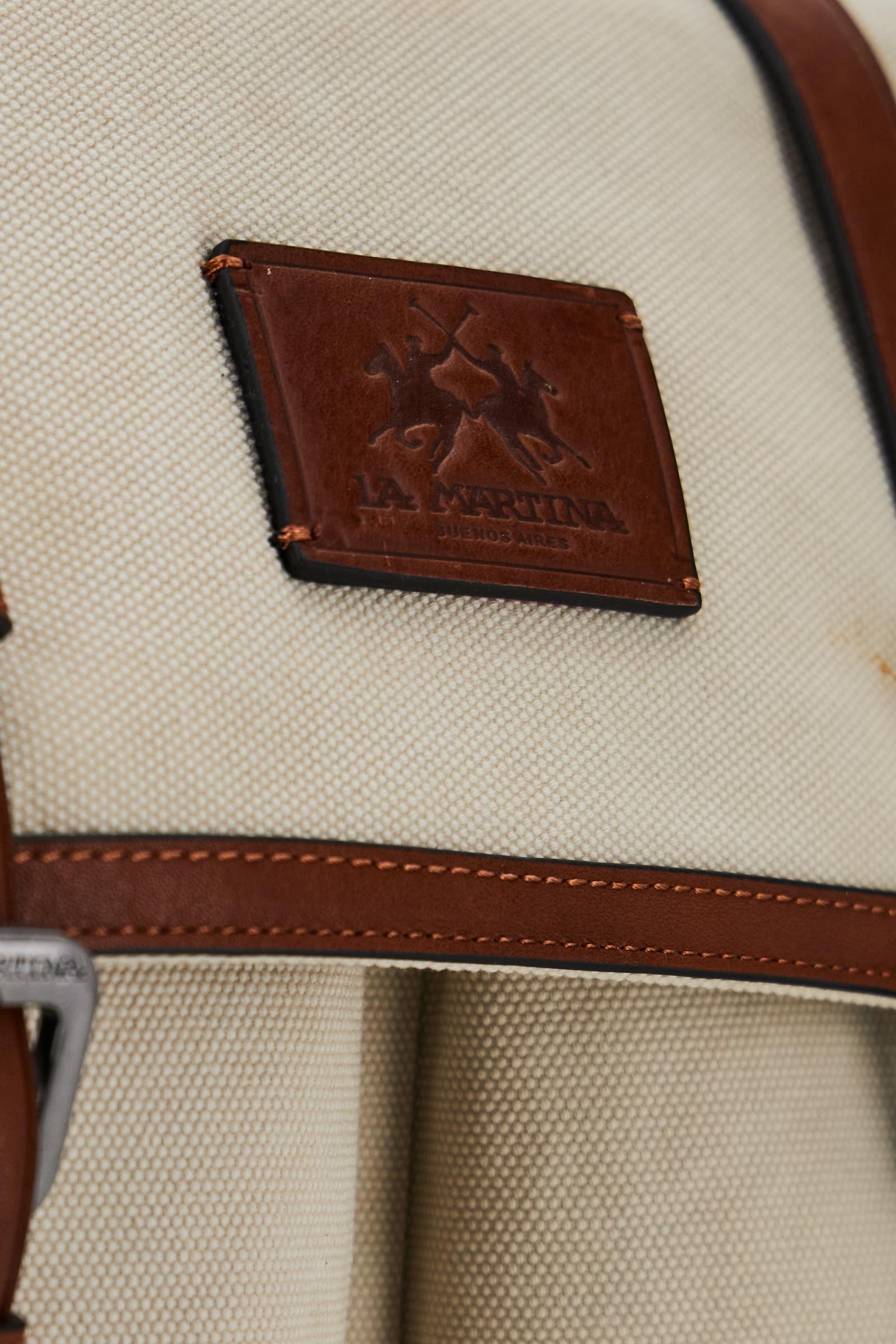 Borsa a tracolla con tasconi in canvas lavato e pelle - Messenger