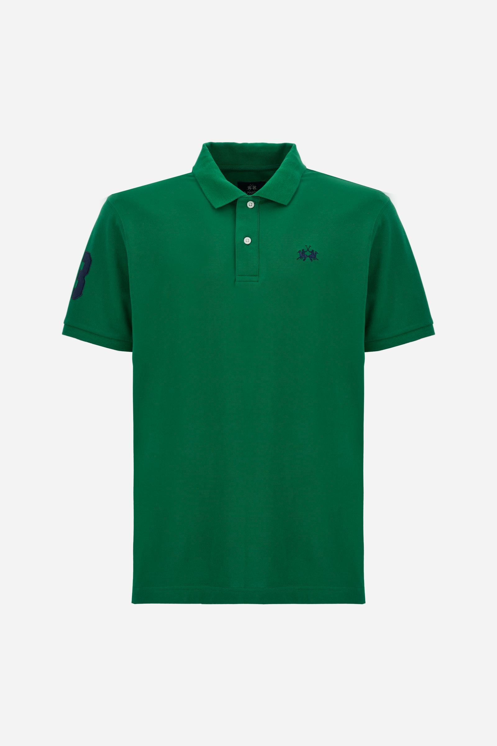 Men’s short-sleeve stretch piqué polo. Two-button placket and ribbed details, with a regular fit. Iconic style characterised by applied logo and patches. - Amazon