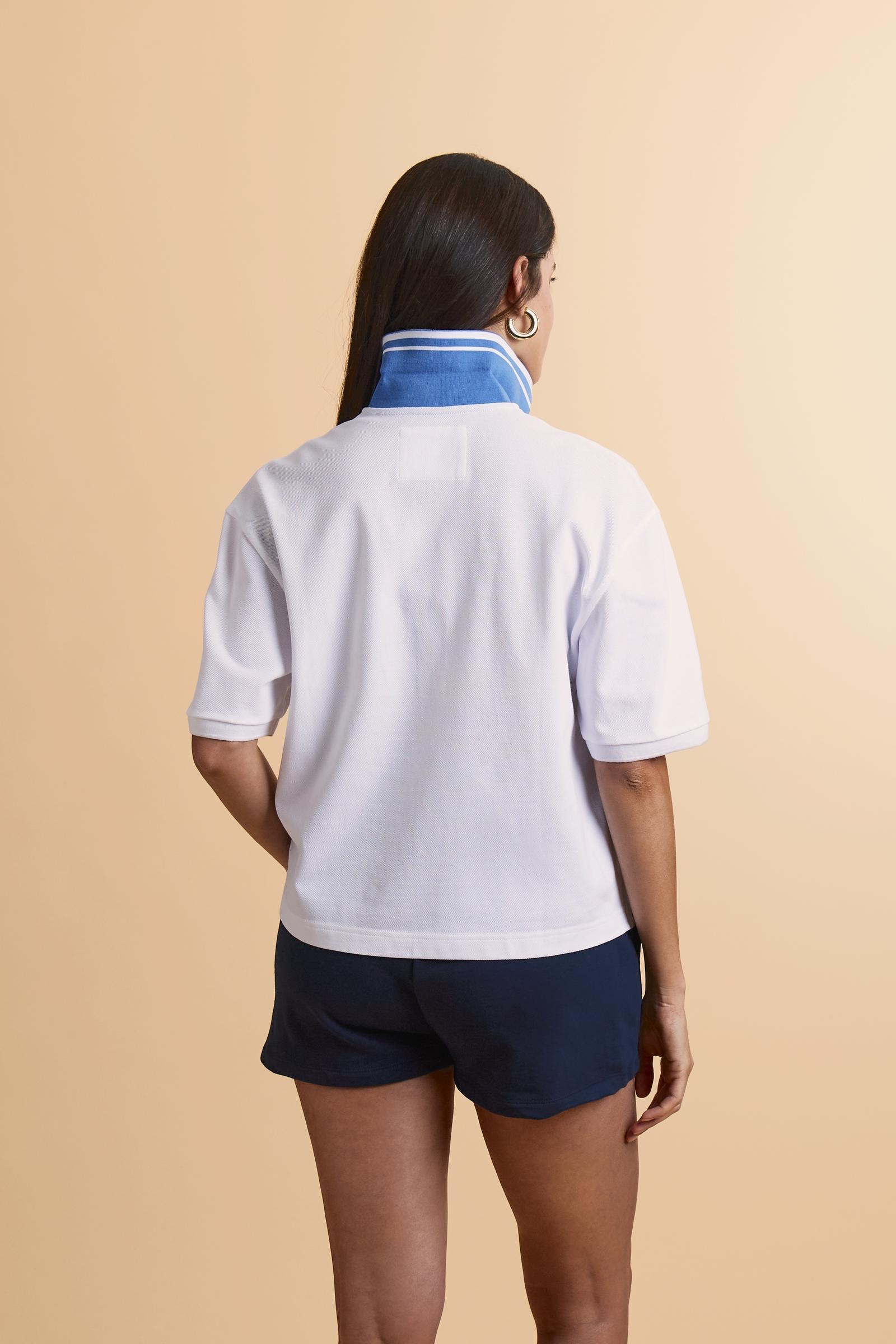 Women's crop fit polo in piqué with maxi logo - Clementina