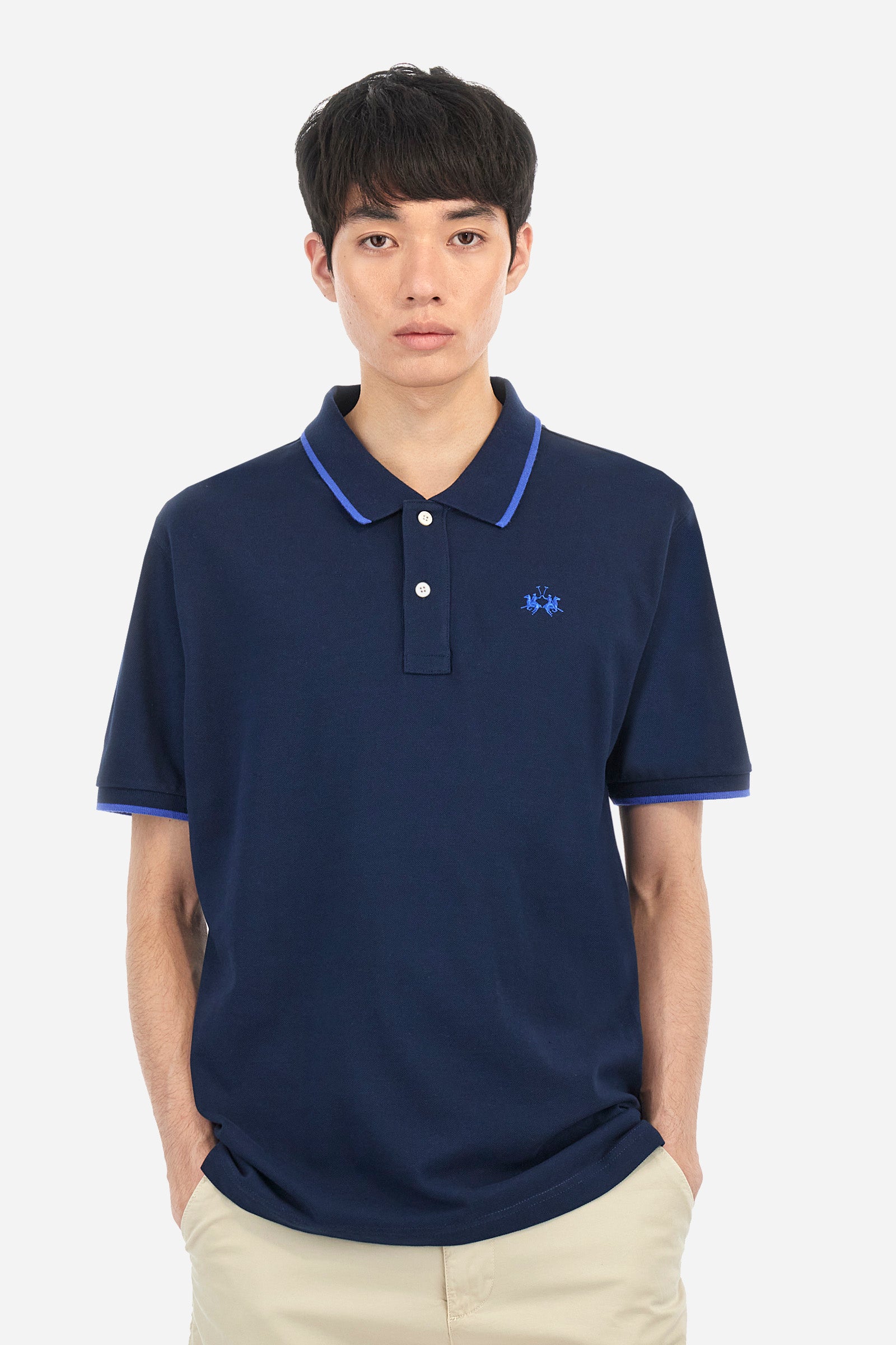 Polo en coton avec patch n° 3 - Akio