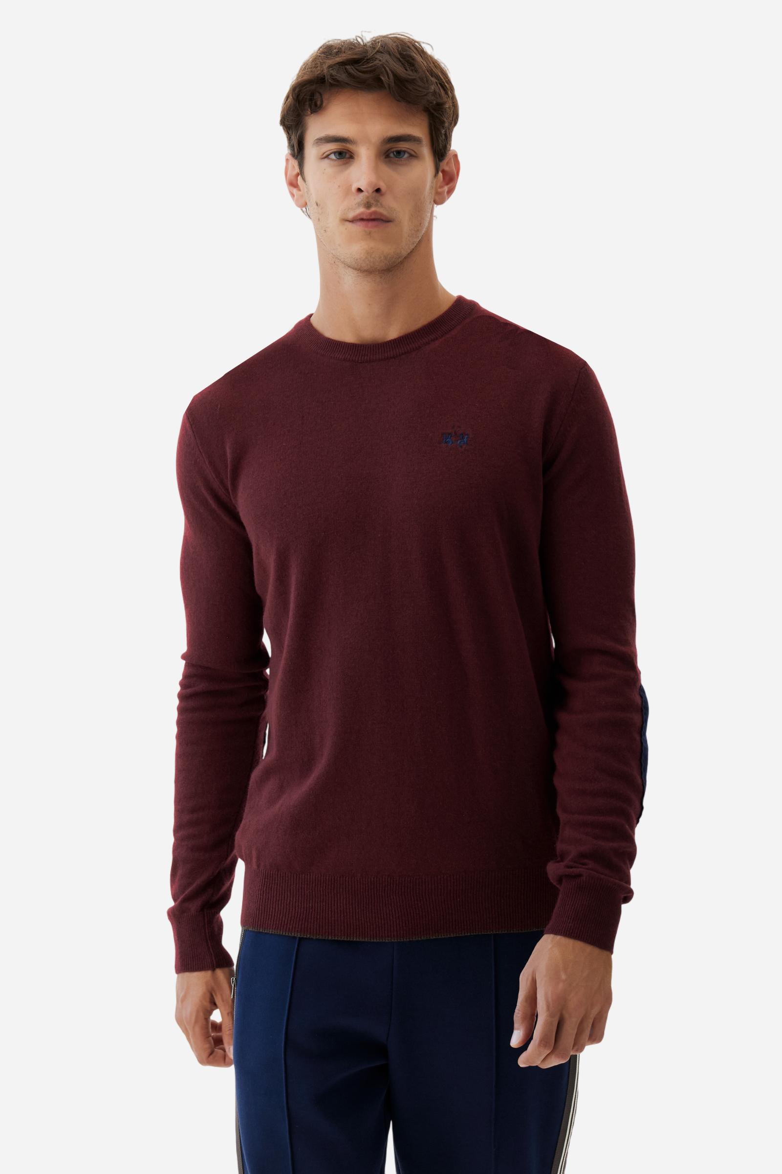 Men’s crew neck sweater with elbow patches - Bobbiejo