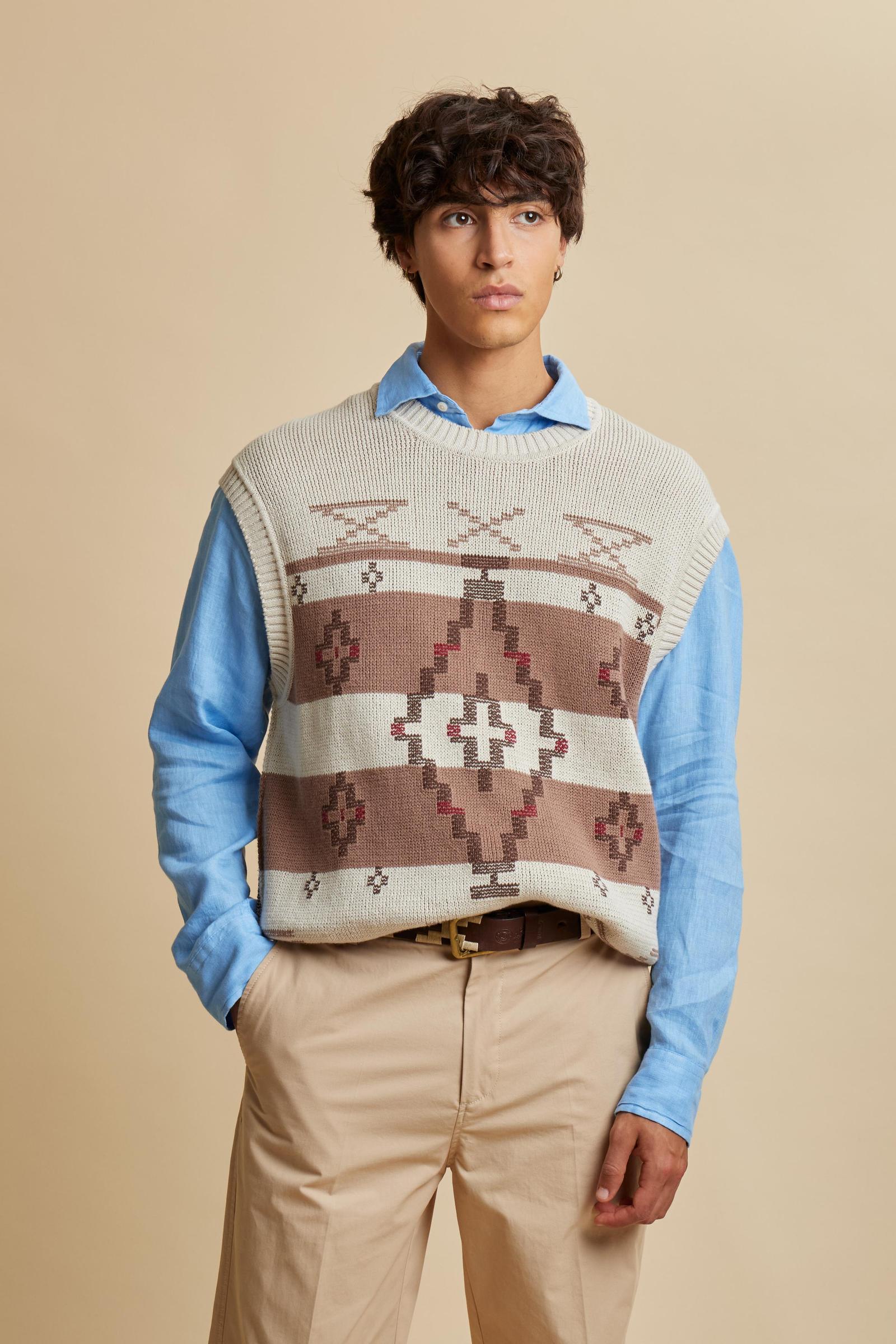 Men’s cotton jacquard knit vest - Corvin