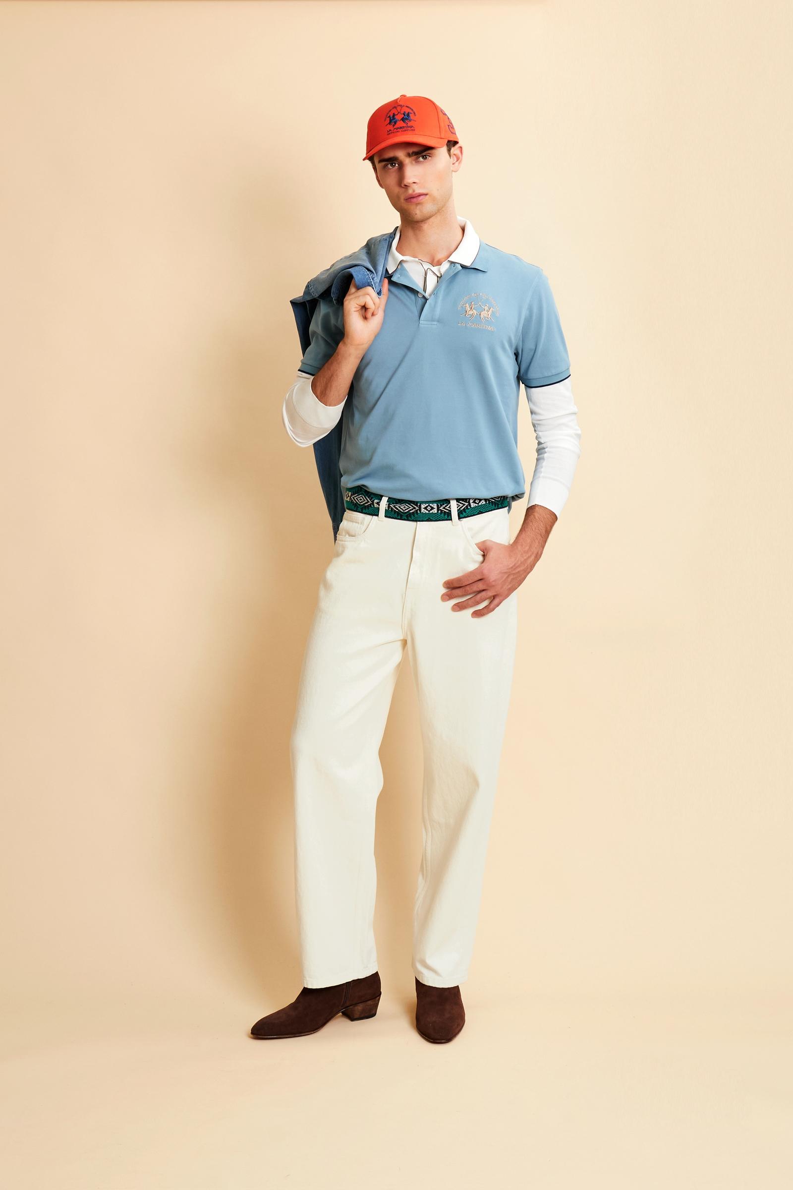 Men's short sleeve polo in stretch piqué with Iconic Team logo - Miguel