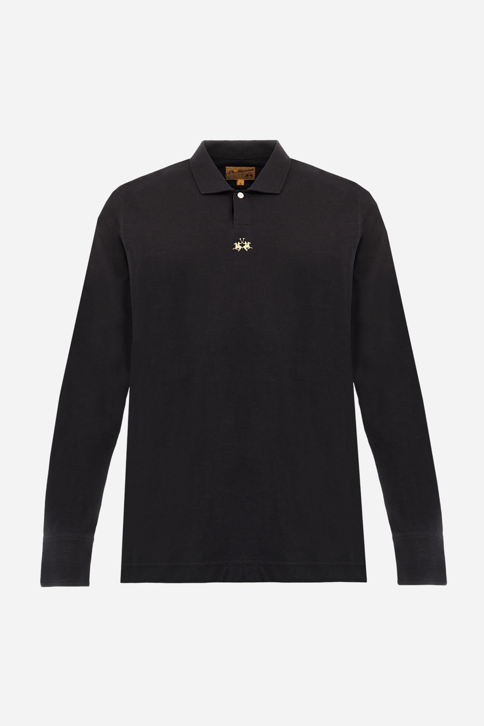 Men’s long‑sleeve polo in slub jersey - Briscoe