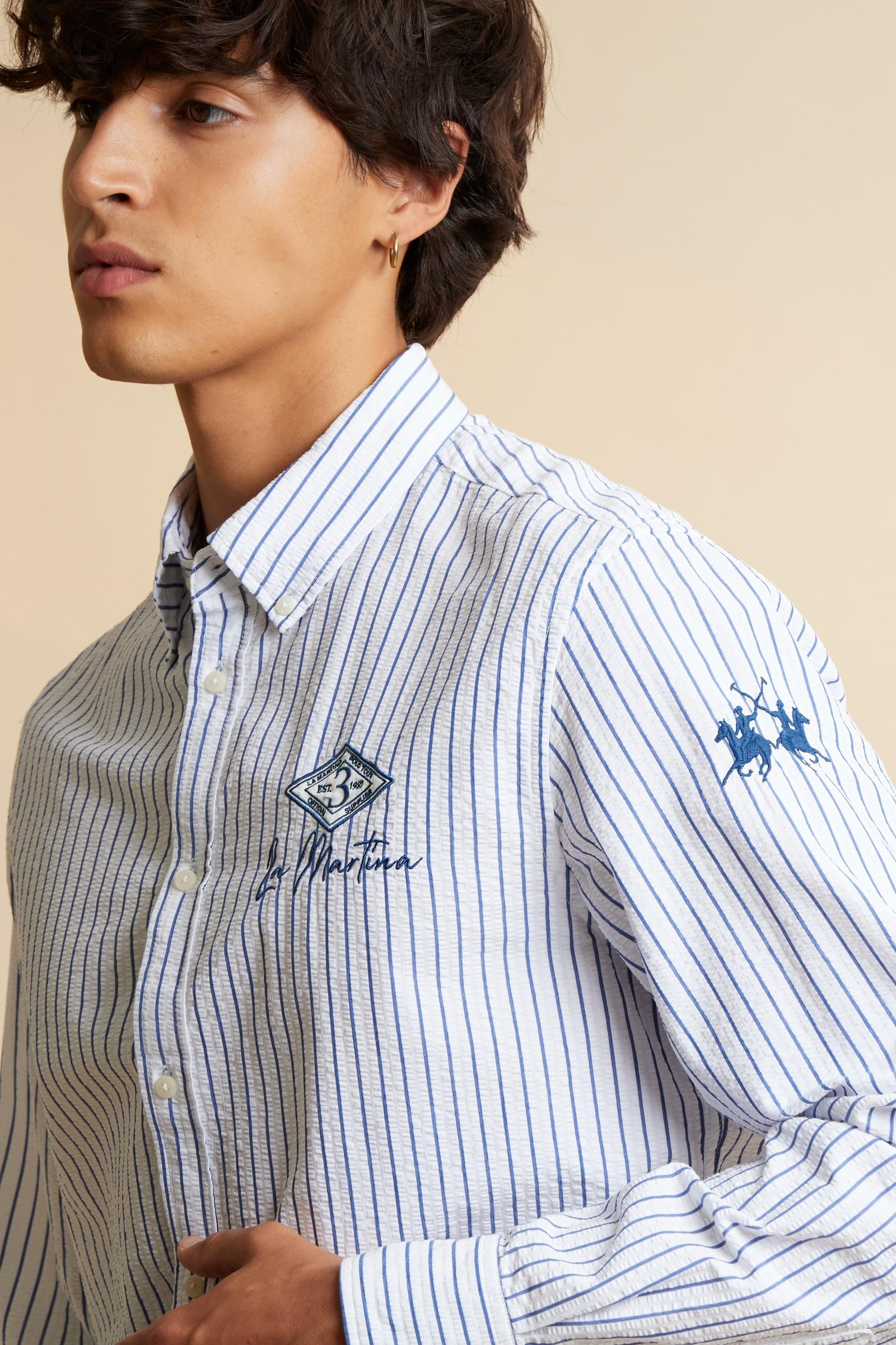 Men’s regular fit striped seersucker shirt - Cisco