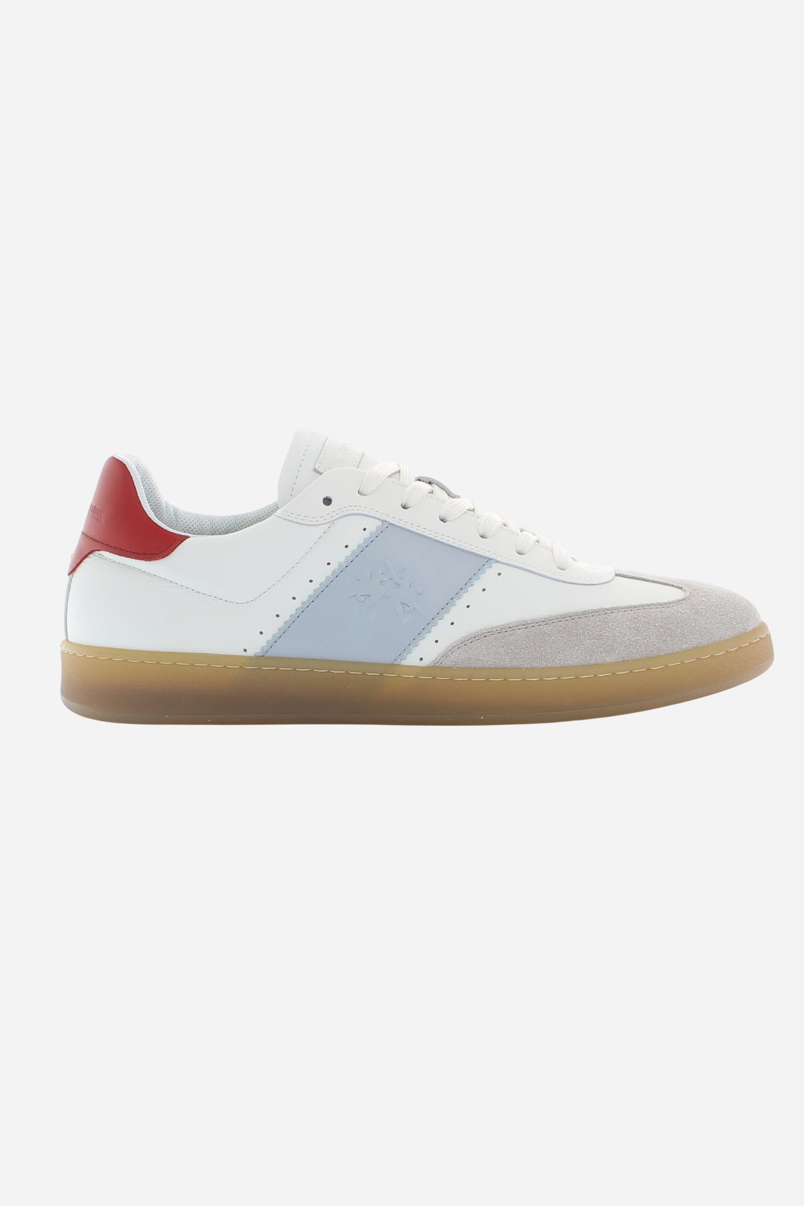 Men’s Retro Court Sneakers in Leather and Suede Split – Sage