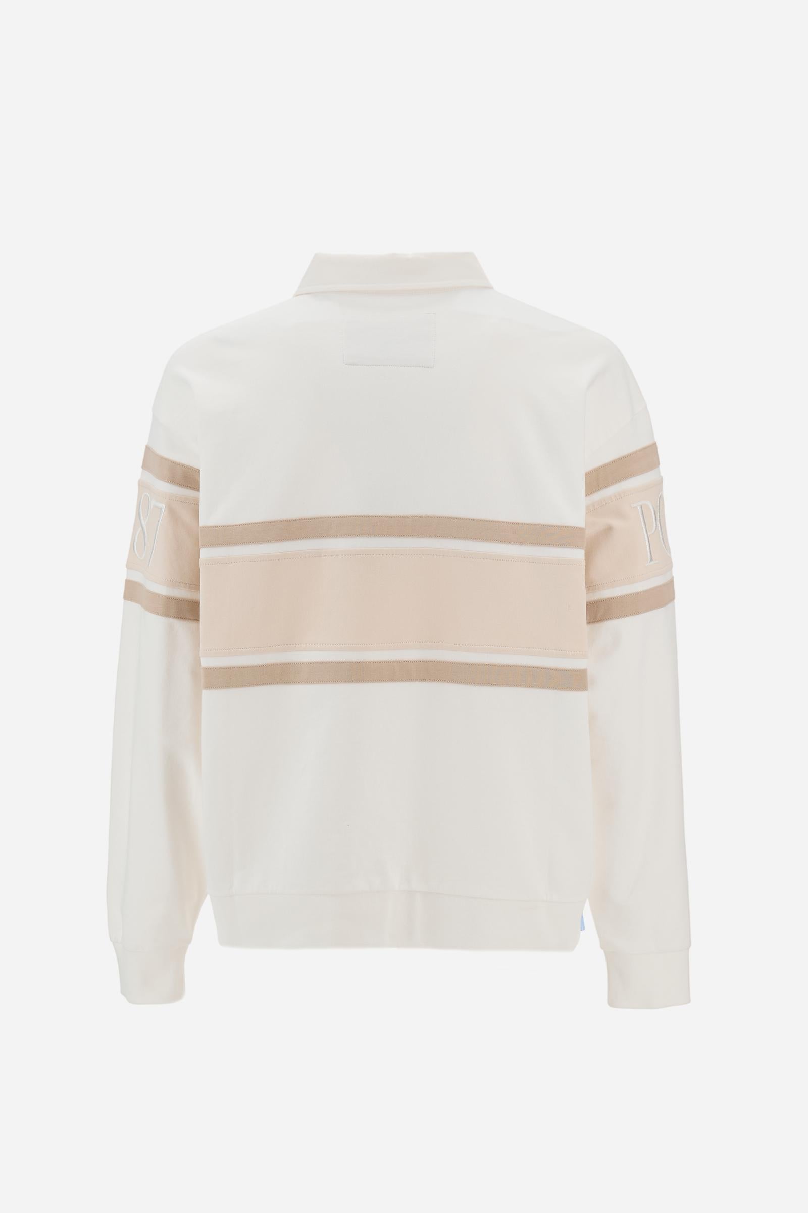 Men’s long-sleeve sweatshirt in soft cotton French Terry. Loose fit with contrast details on collar, chest and sleeves, enhanced by oversized logo and lettering. - Off White