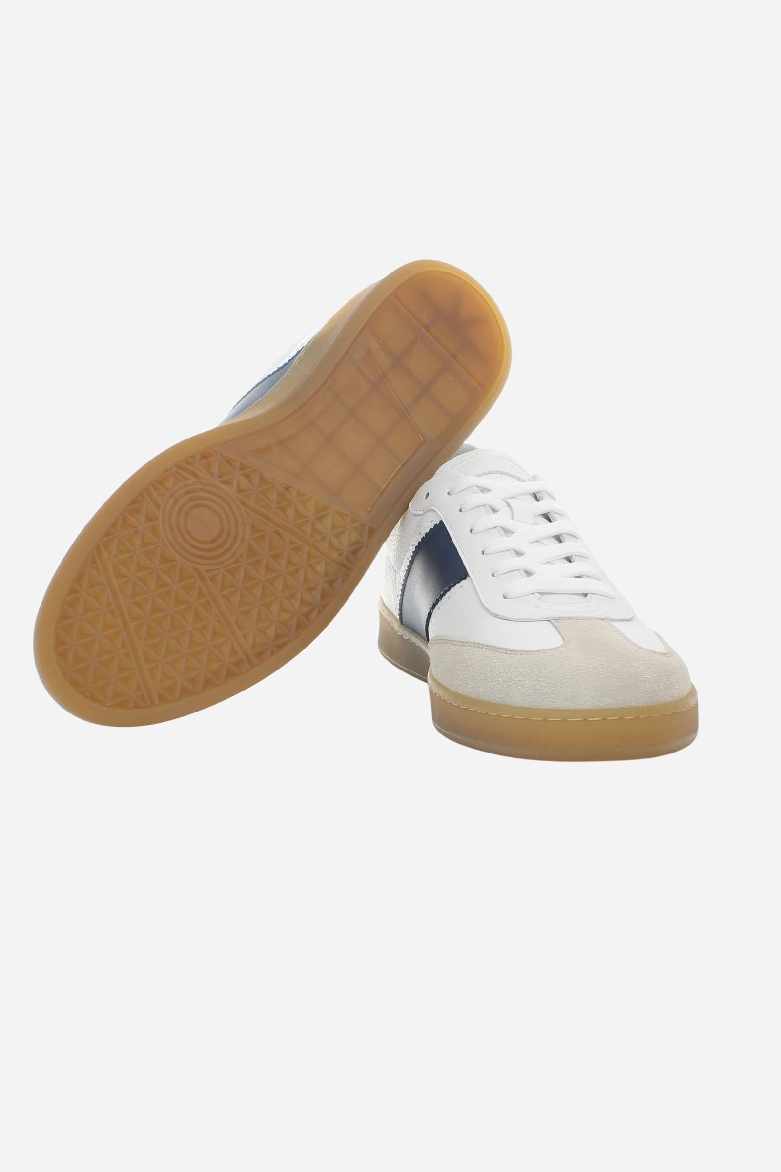 Men’s Retro Court Sneakers in Leather and Suede Split – Sage