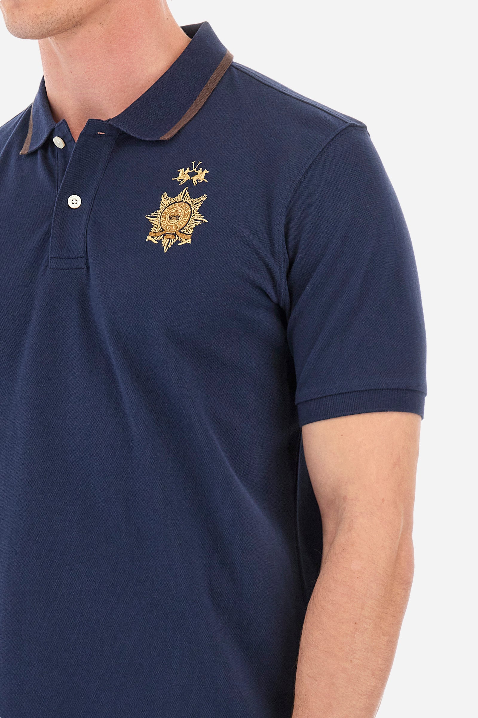 Regular-fit polo shirt in elasticated cotton - Yoel