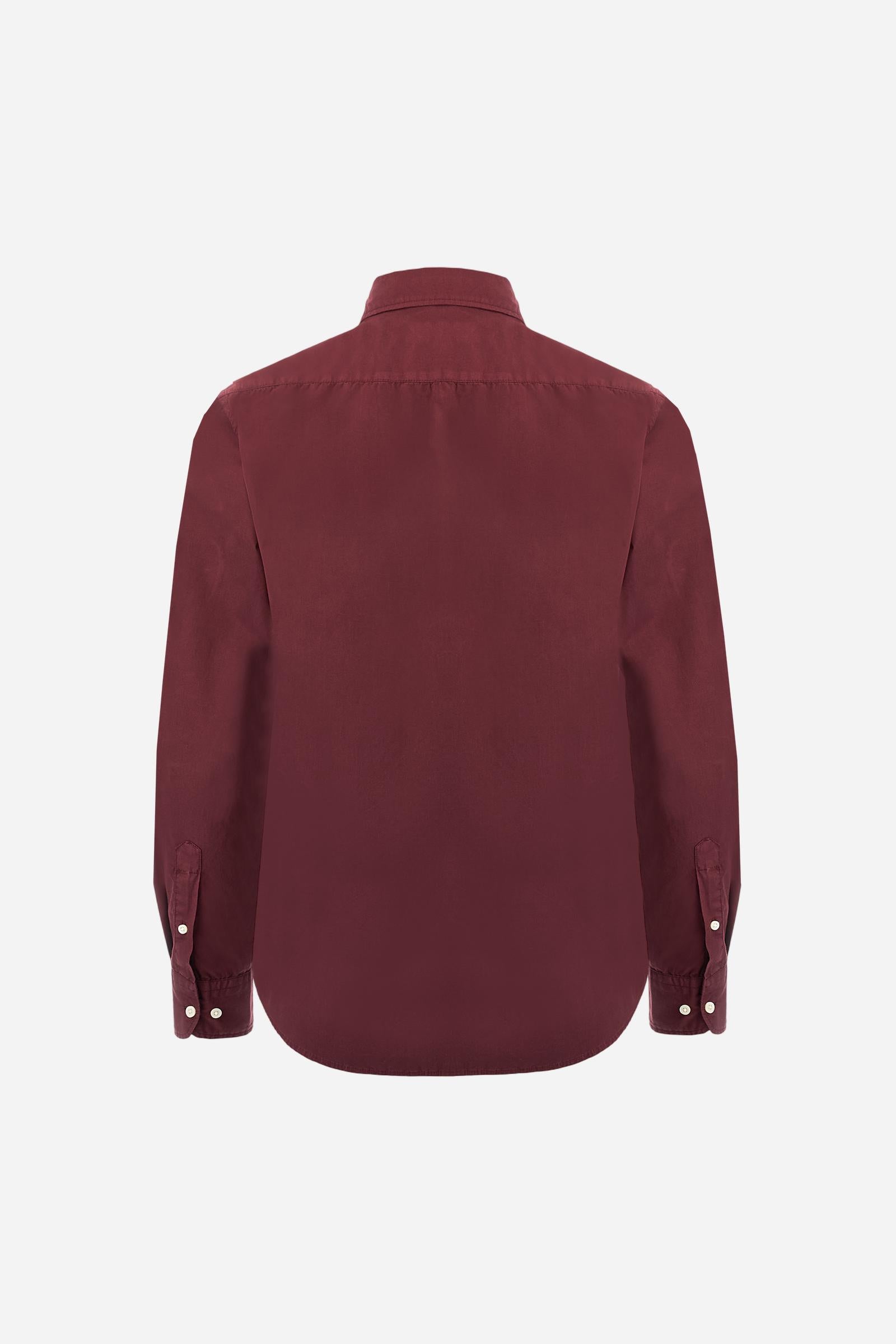 Men's long-sleeved shirt in cotton poplin. Slim fit with button-down collar. - Port Royale