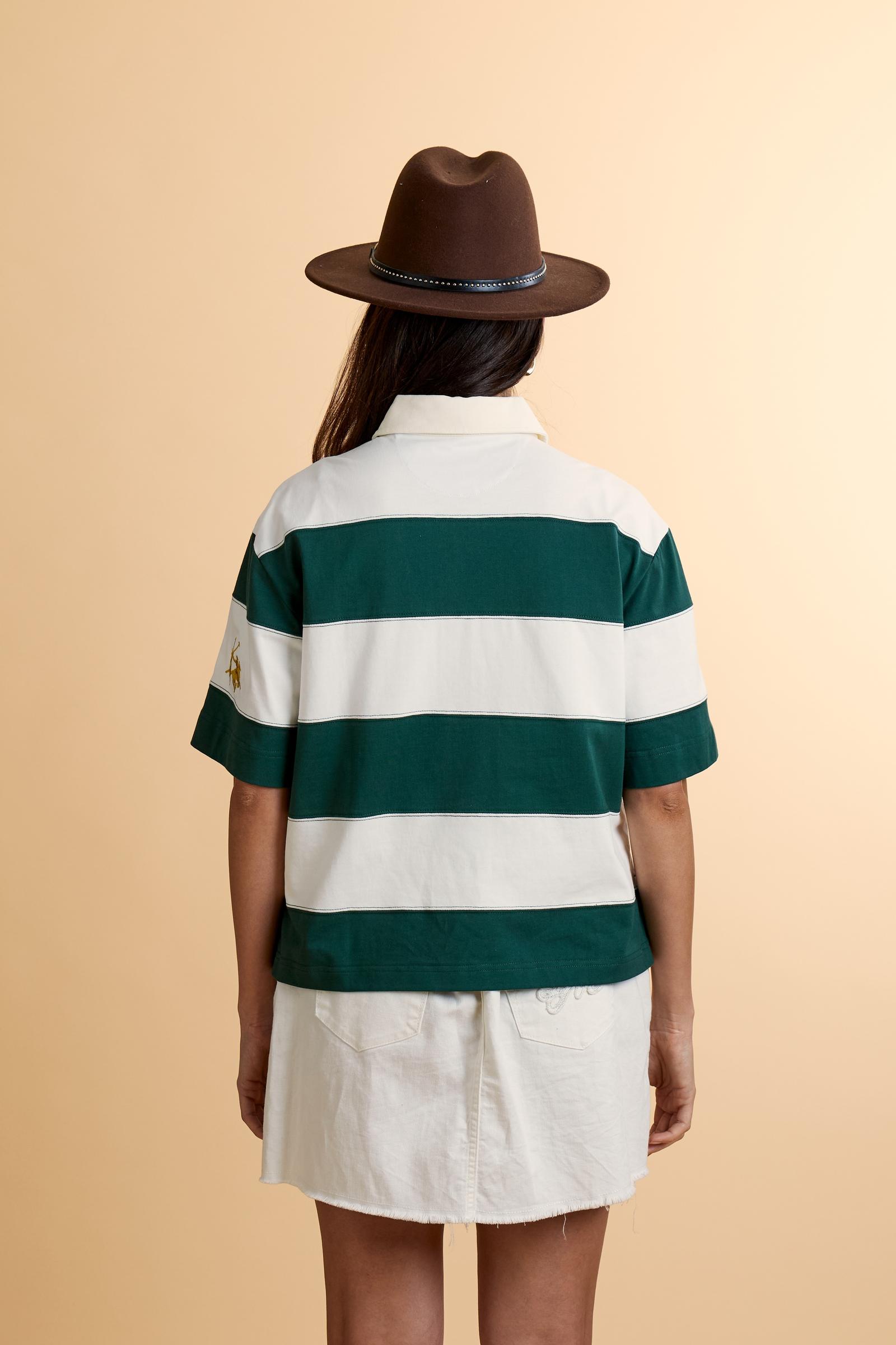 Polo rugby donna in jersey di cotone pesante maxi riga - Christina