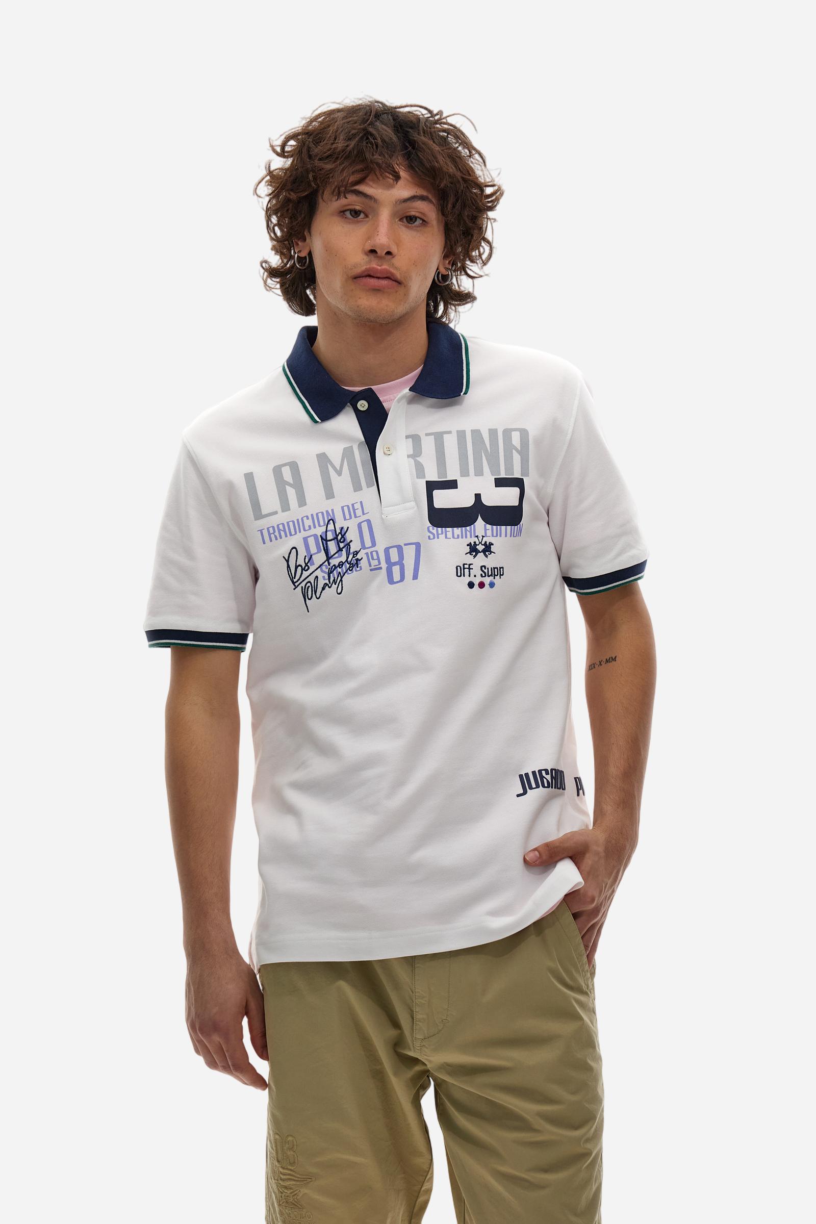 Regular fit polo shirt in stretch cotton piqué - Adelqui