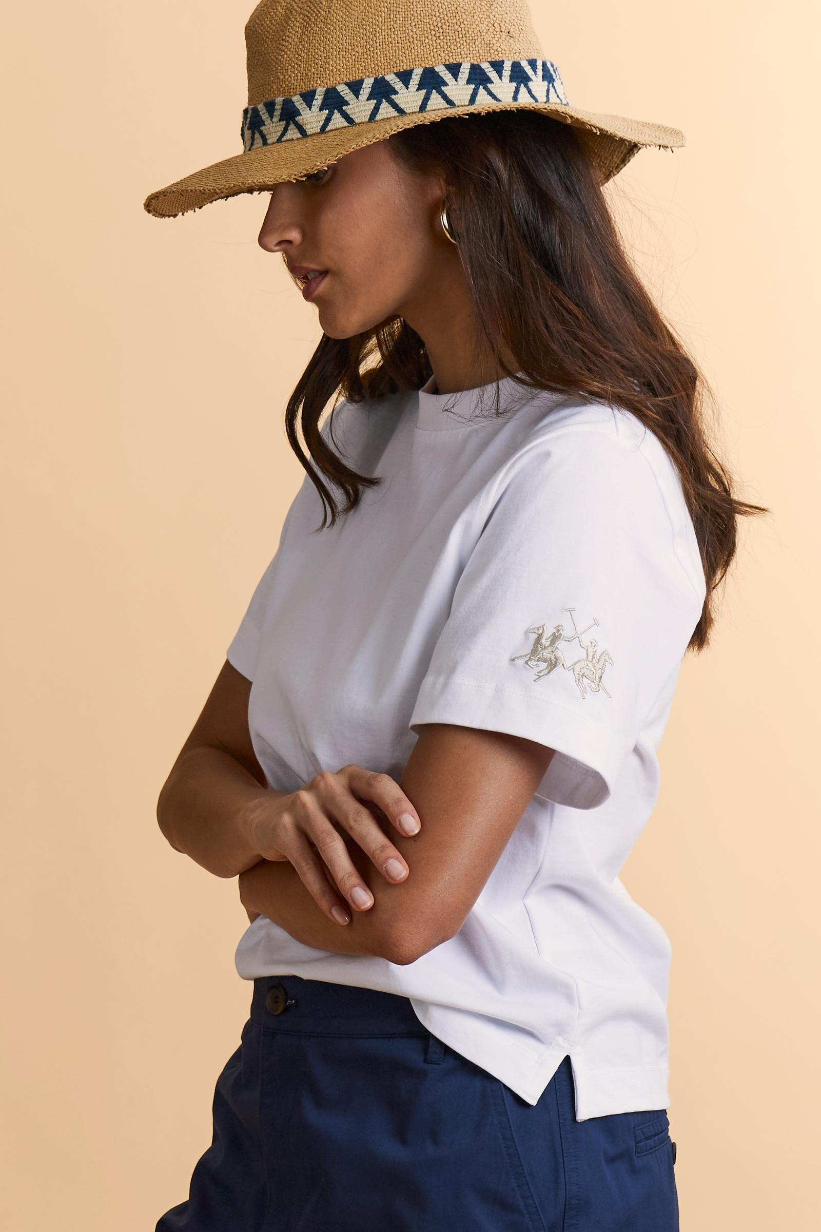 Damen T-Shirt mit Rundhals aus Baumwolljersey mit Maxi-Logo am Ärmel - Corina