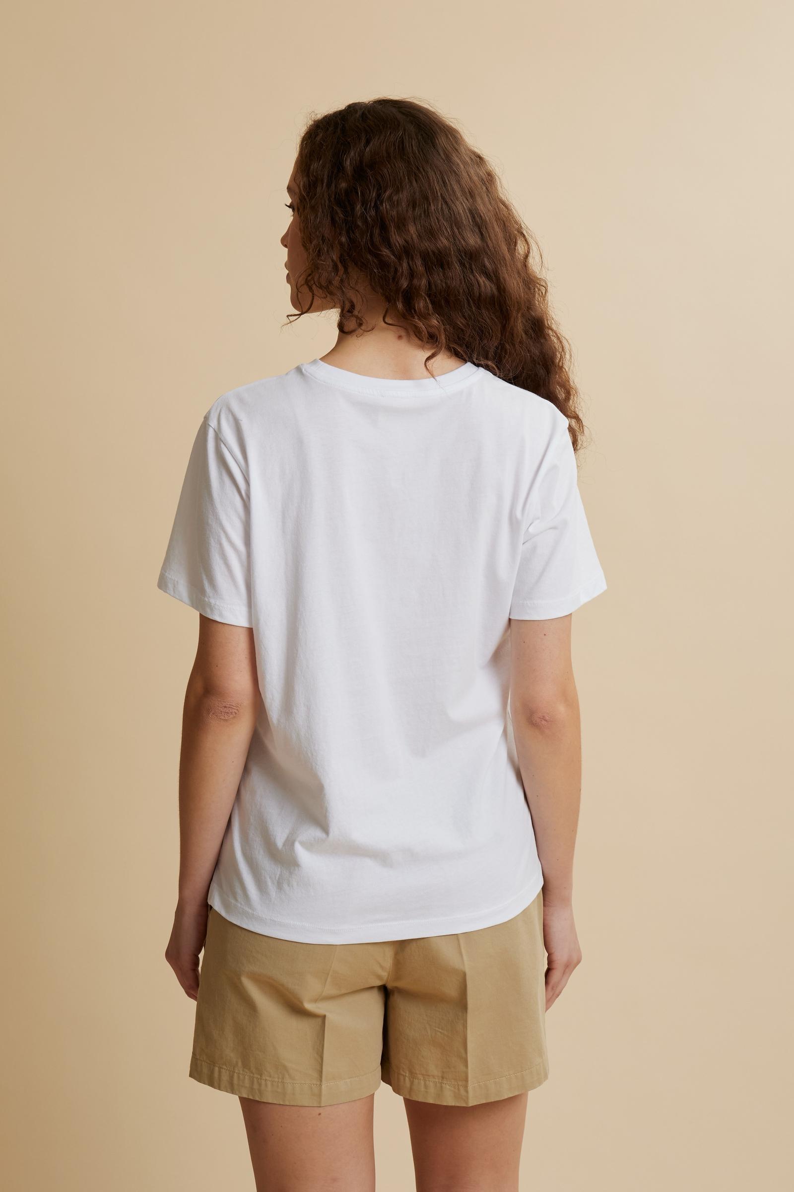 Women’s short-sleeve cotton jersey T-shirt. Crew-neck style with regular fit and small embroidered brand logo on the chest. - Optic White