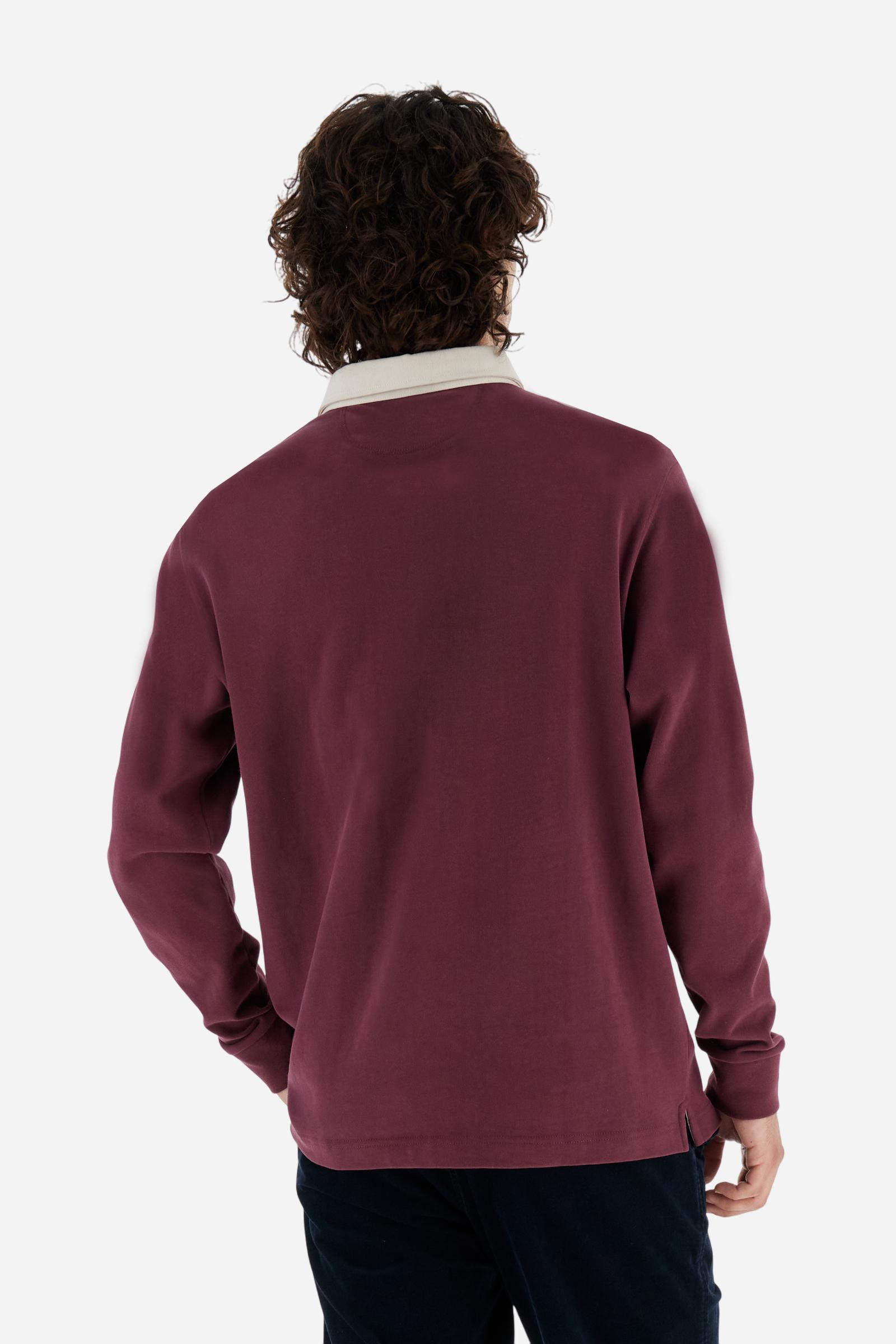 Long-sleeve polo shirt in soft, warm cotton jersey for all-day comfort. The contrasting gabardine collar adds a sophisticated touch to the clean design, while the ribbed cuffs in matching tone complete the look. On the chest, oversized colorful graphics celebrate Italy, Argentina, and England. A small embroidered logo in contrast sits below the placket. Regular fit for a relaxed silhouette that suits every body type. Model wears size L. - Port Royale
