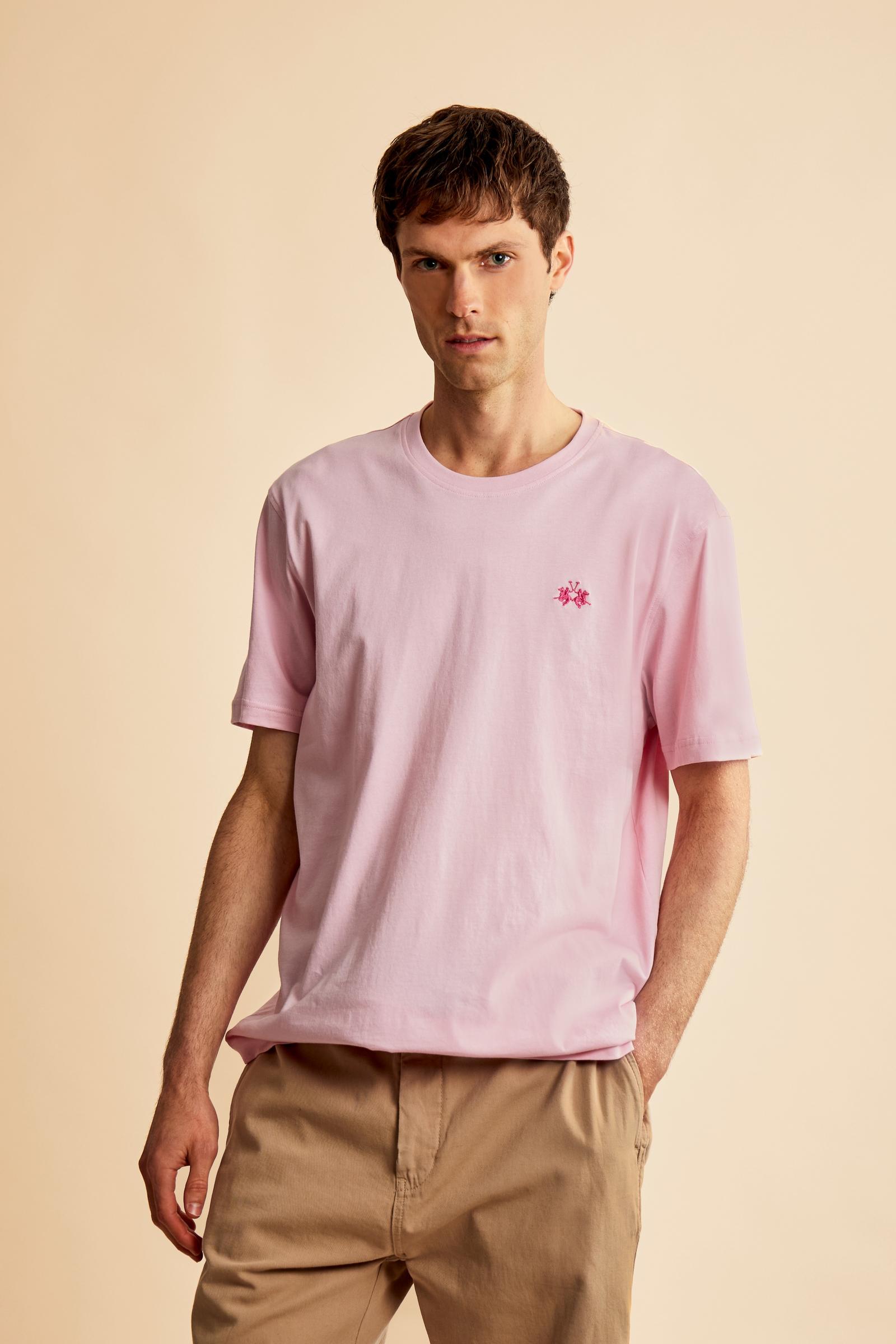 Men’s cotton jersey T-shirt with regular fit and ribbed crew neck. Small contrast embroidered logo. - FairTale