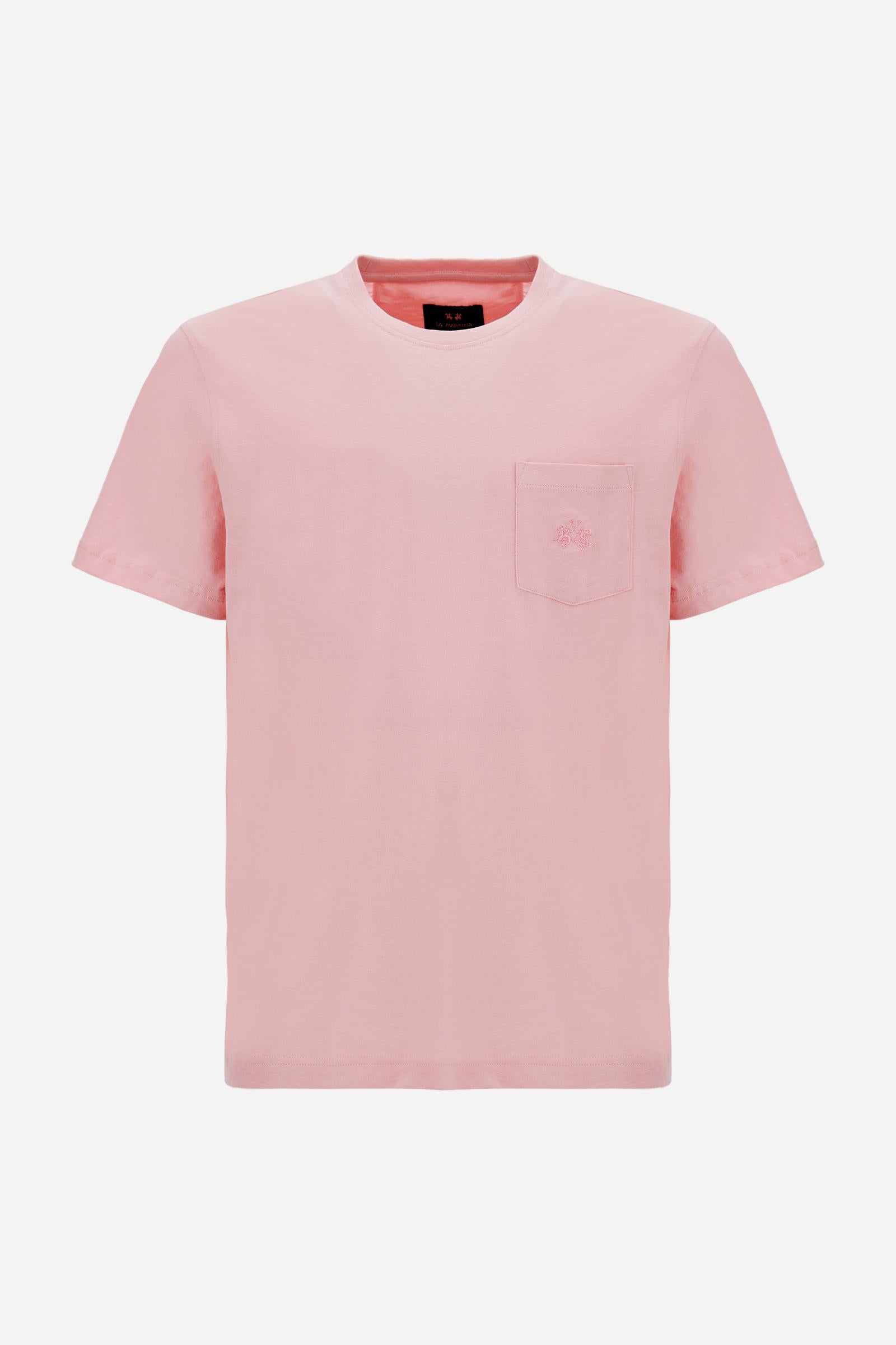 Men’s slub cotton jersey T-shirt with regular fit and chest pocket featuring embroidered logo. - FairTale