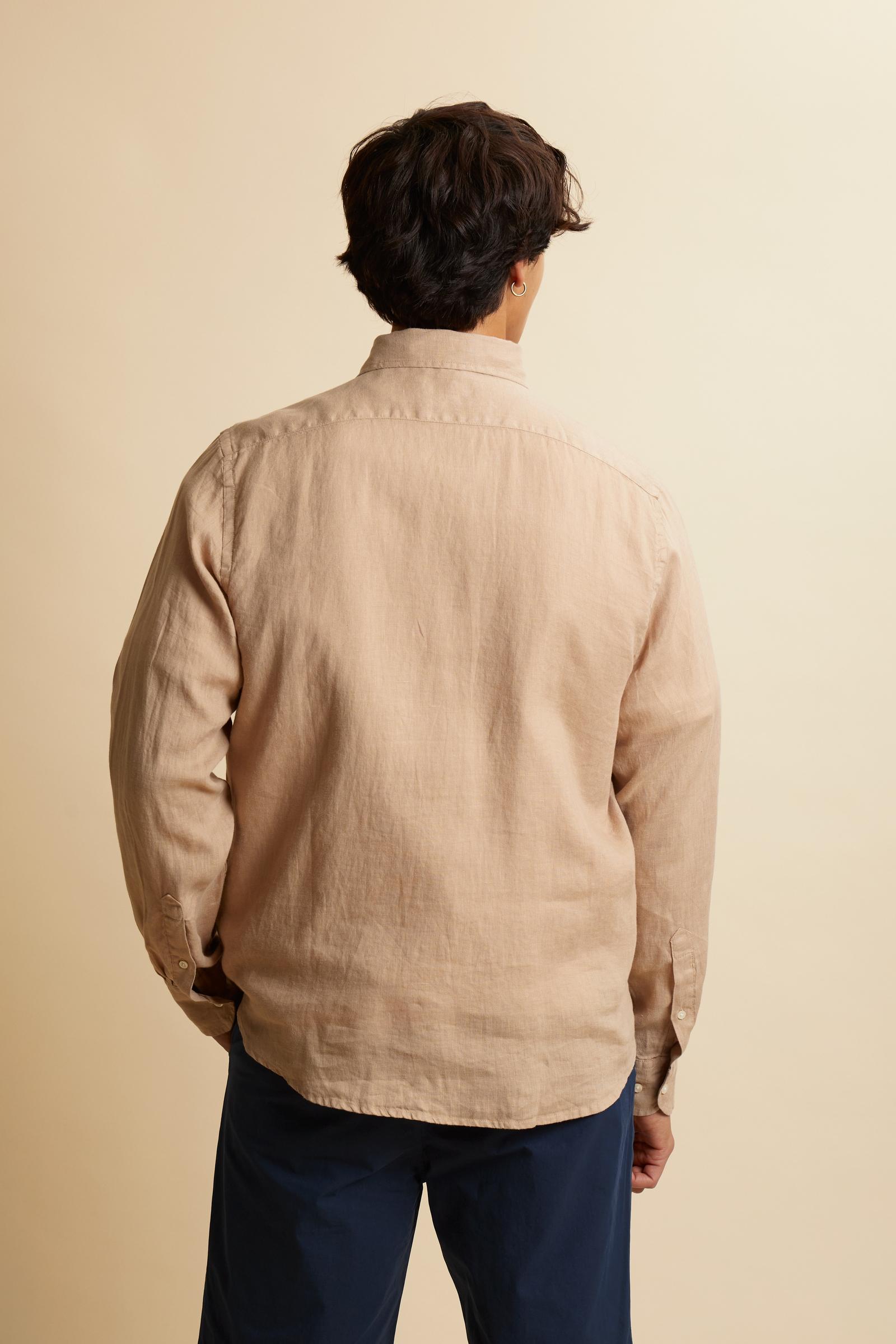 Camisa hombre regular fit en lino teñida en prenda - Innocent