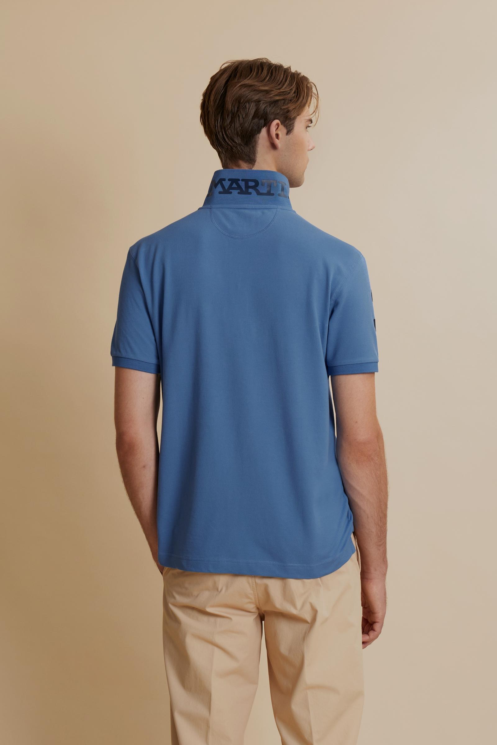 Men’s stretch piqué polo with sleeve number – Ray