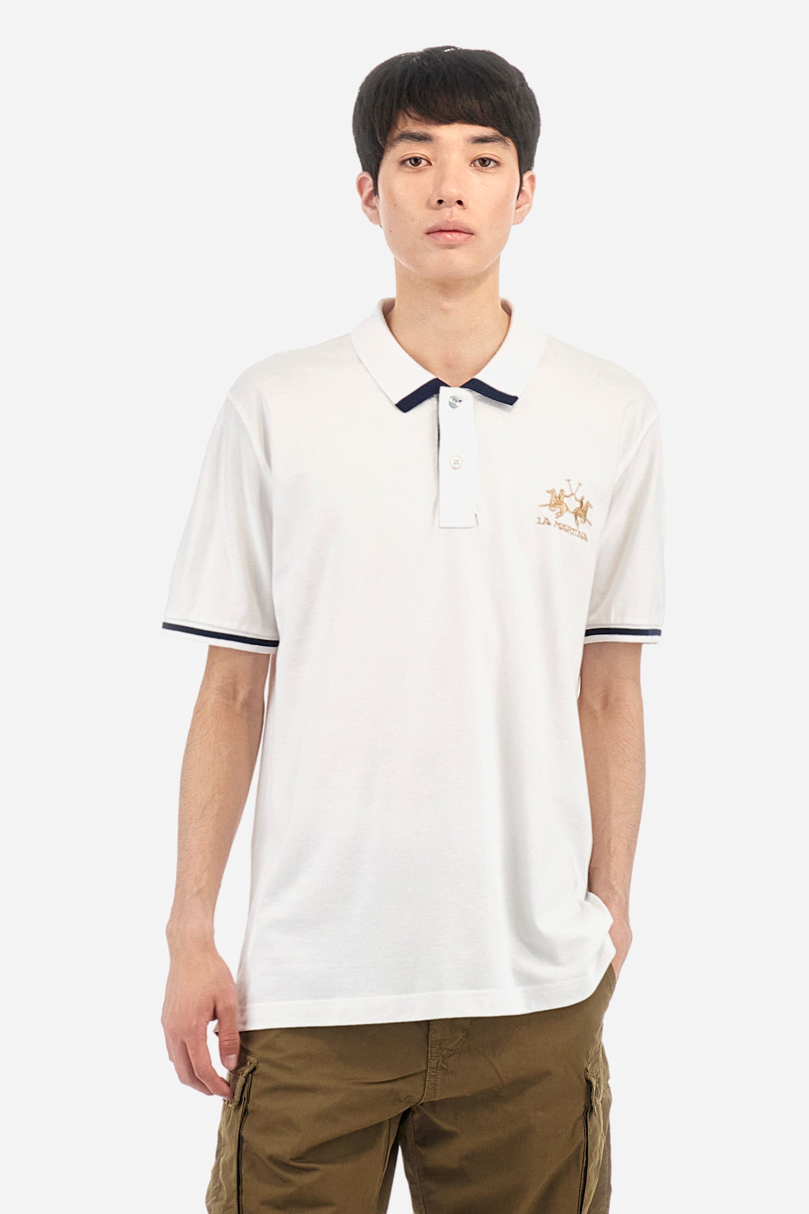 Polo stretch avec détails contrastés - Akihiro