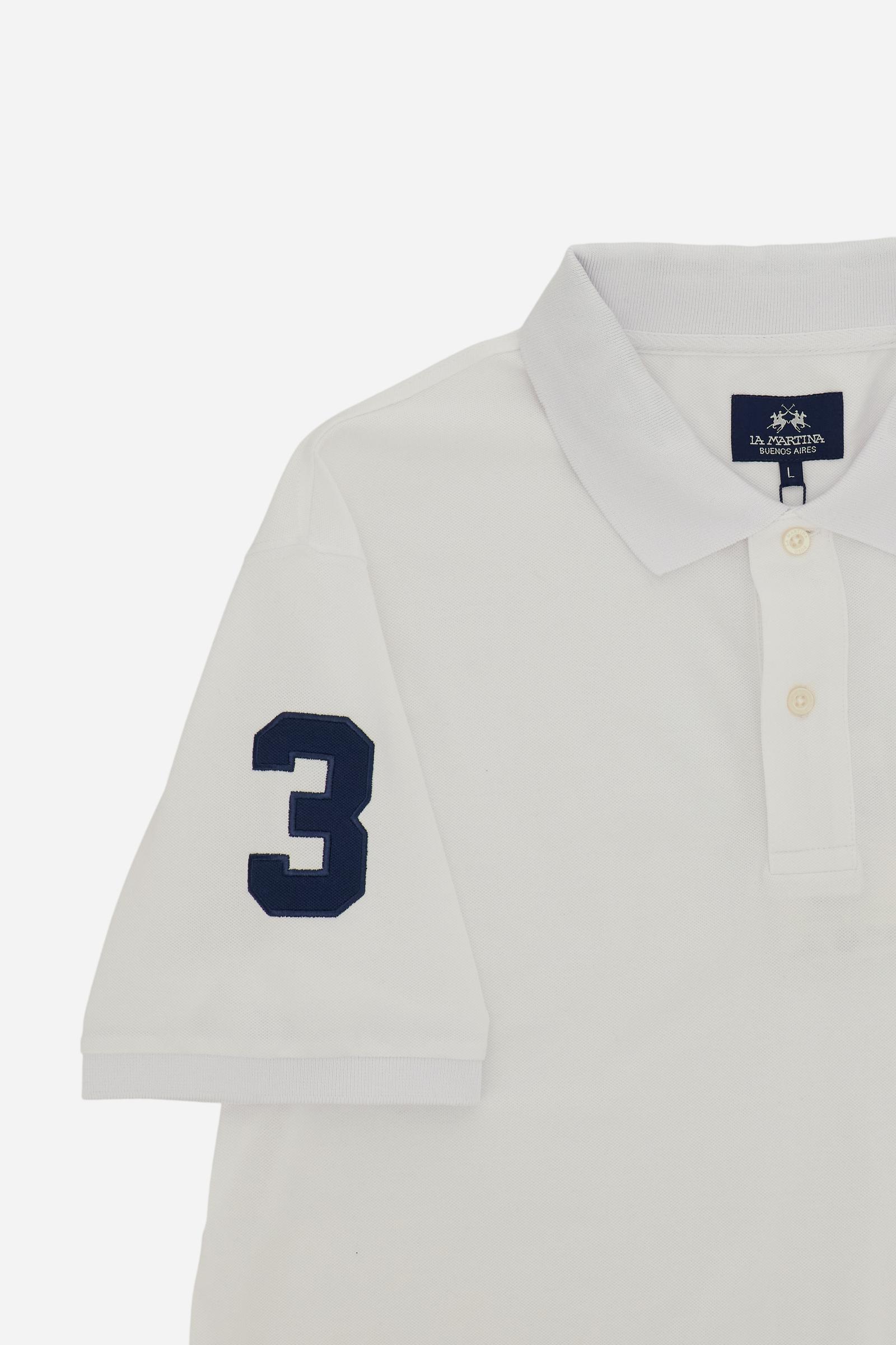 Men’s short-sleeve stretch piqué polo. Two-button placket and ribbed details, with a regular fit. Iconic style characterised by applied logo and patches. - Optic White