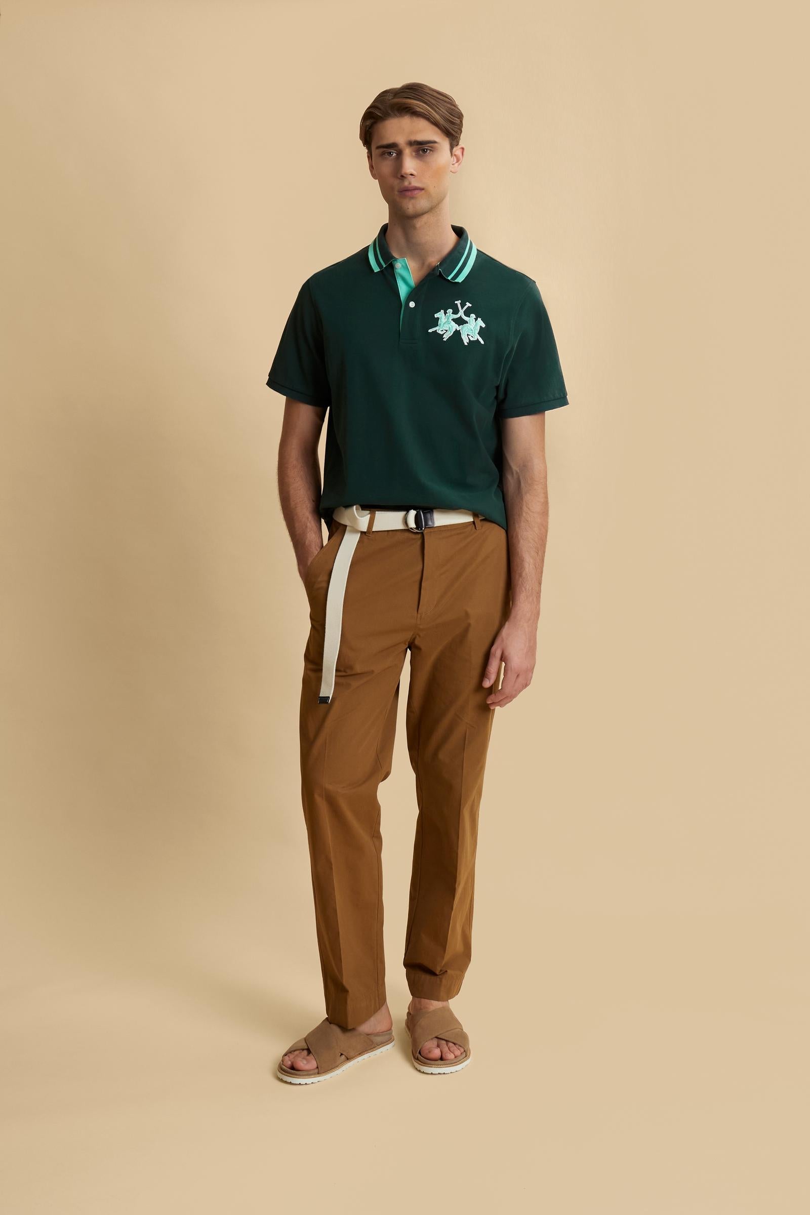 Men’s short-sleeve piqué polo shirt with 3D maxi logo – Coty