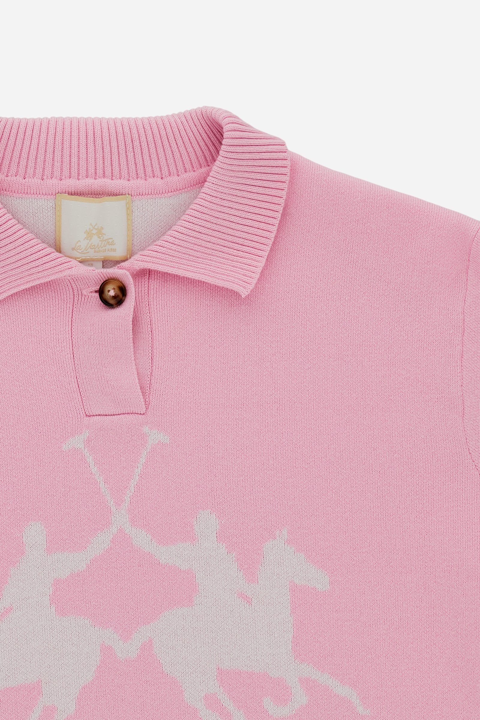 Women’s compact knit polo with maxi intarsia - Candela