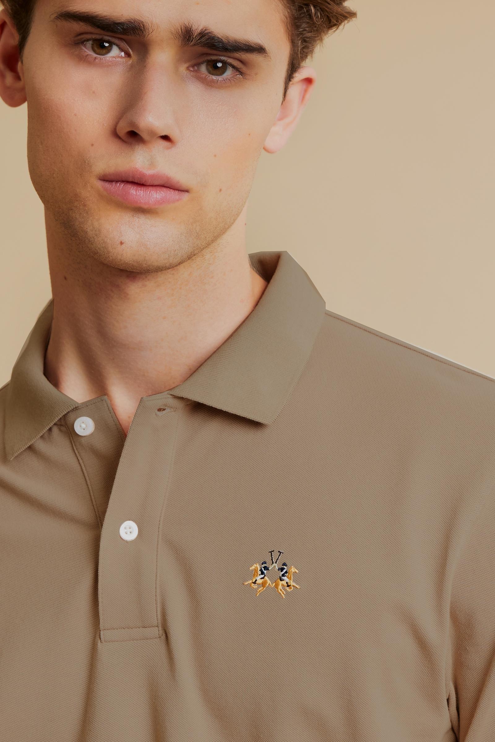 Herren Poloshirt aus Stretch-Piqué mit Trikolore-Logo - Eduardo