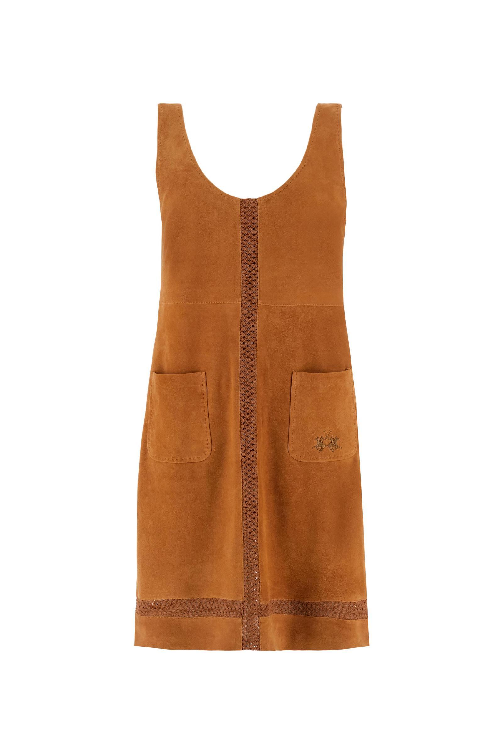 Women’s sleeveless suede dress with perforated bands – Cipriana
