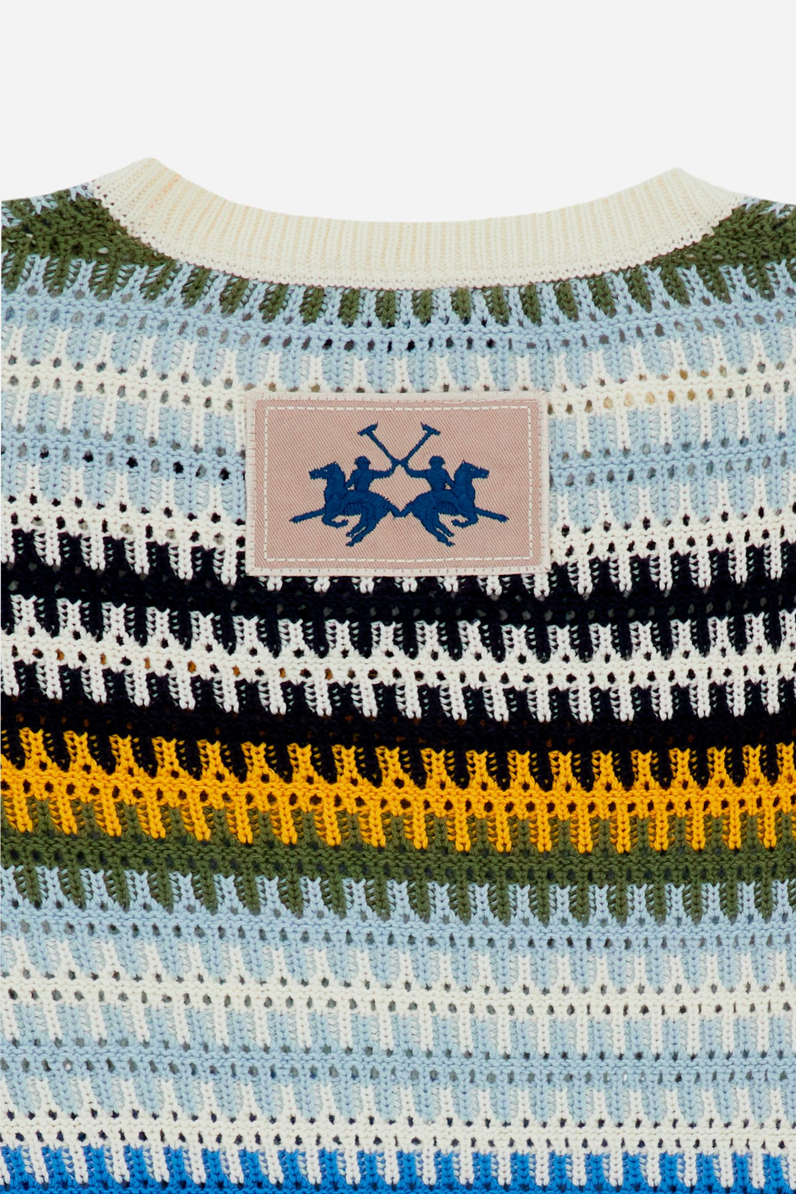 Men’s crewneck sweater textured stripes - Canmore